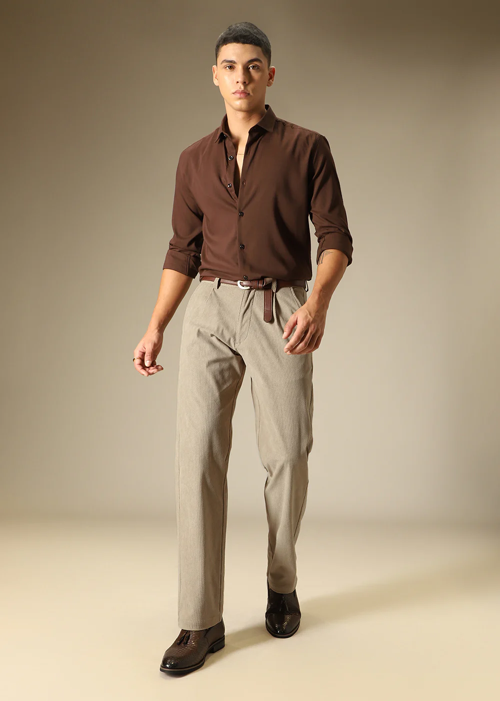 Tan Textured Corduroy Pant - Image 6