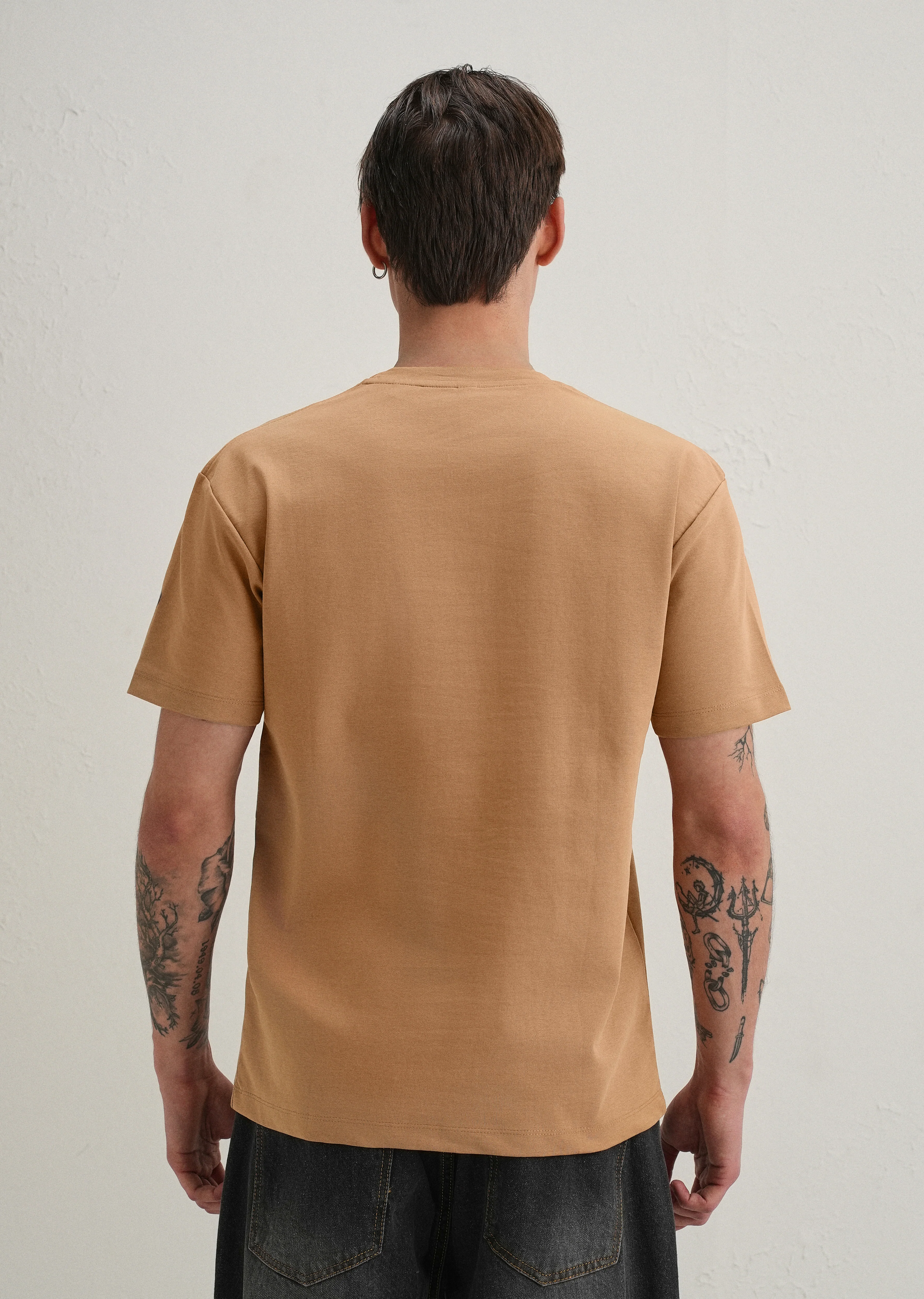 Tan Textured Print T-Shirt - Image 3