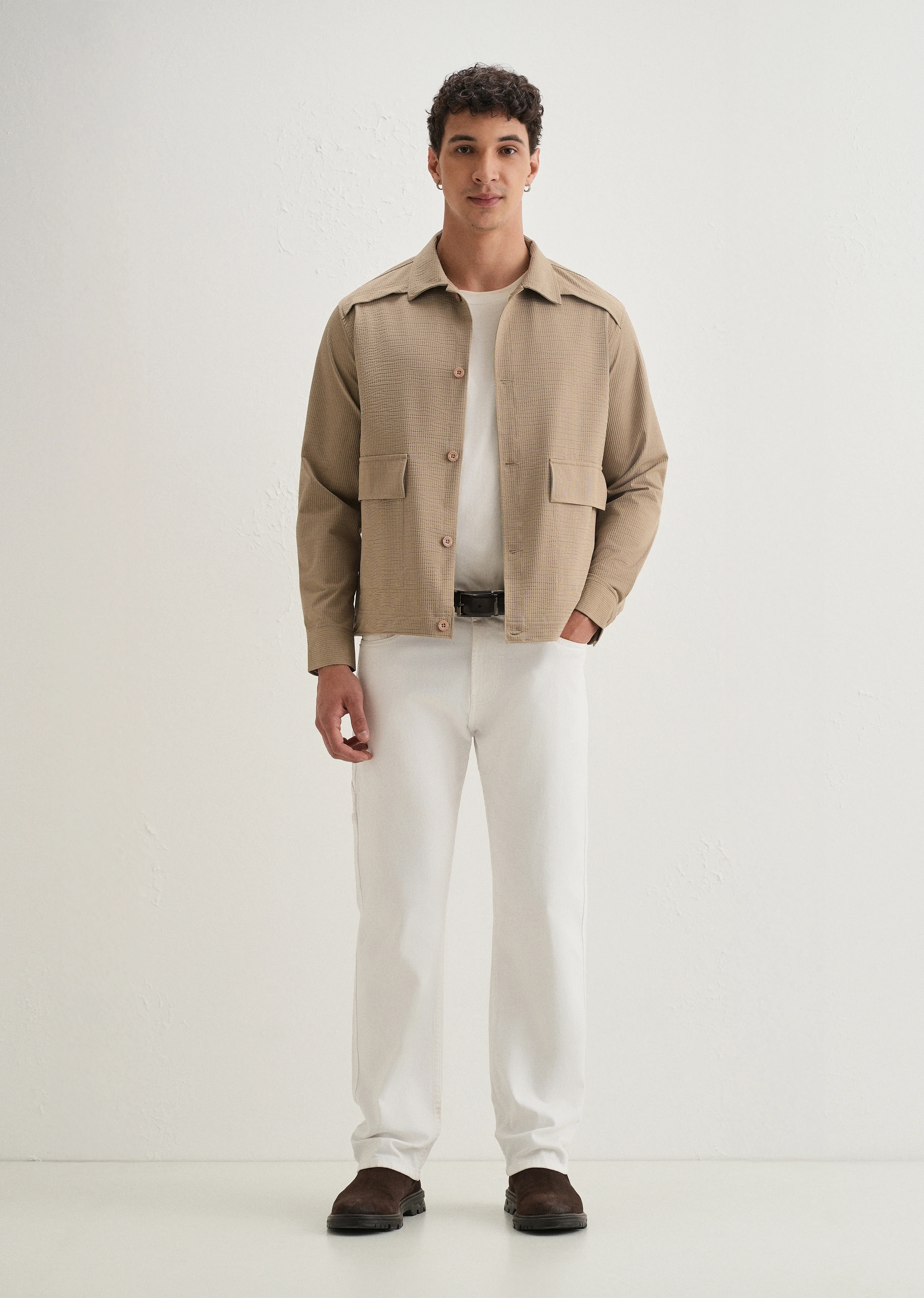 Tan Waffle Textured Shacket - Image 7