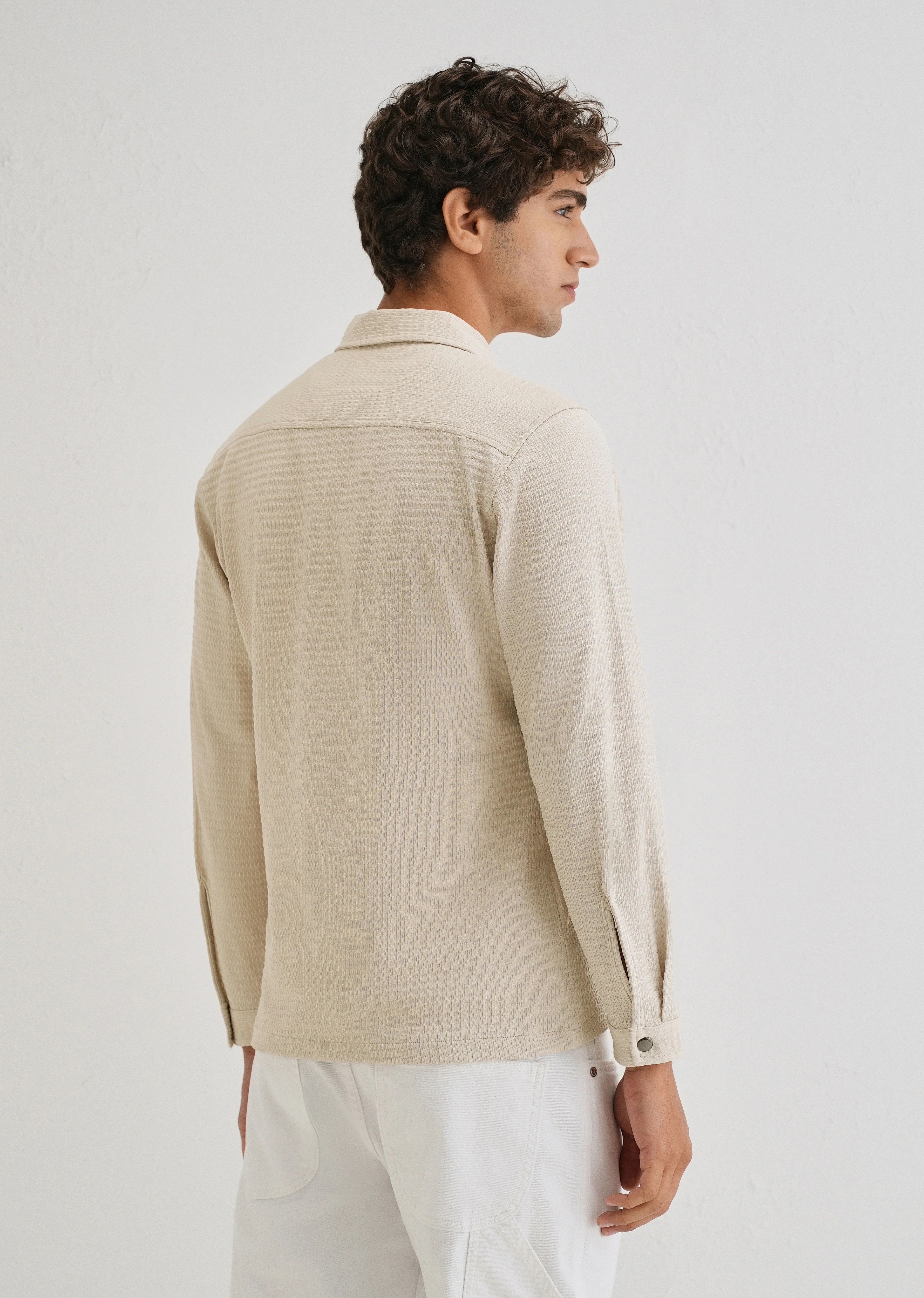Tan Zipper Polo Knit T-shirt - Image 2