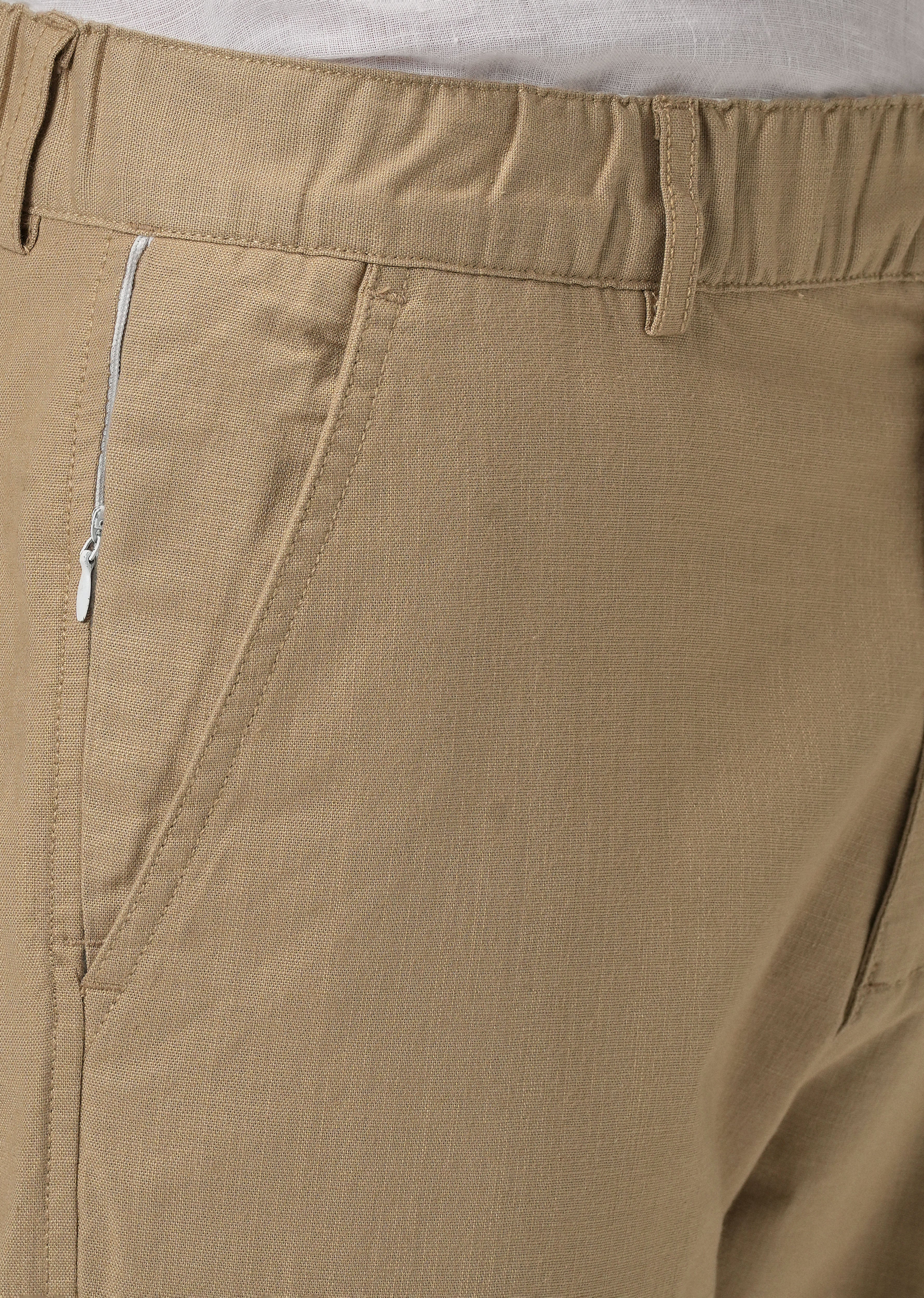Taupe Beige Cotton Trouser - Image 5