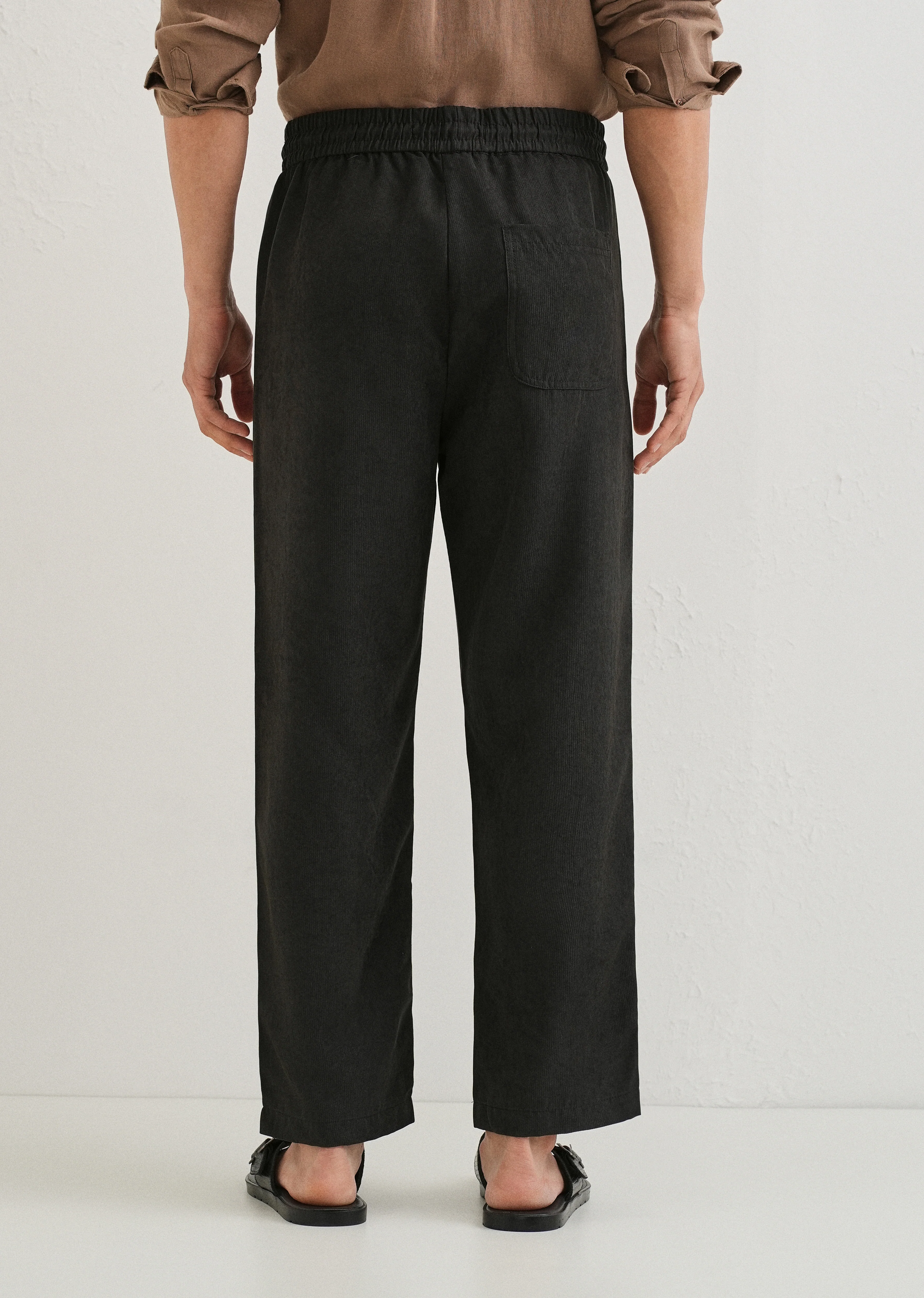 Taupe Grey Pin Stripe Corduroy Pant - Image 2