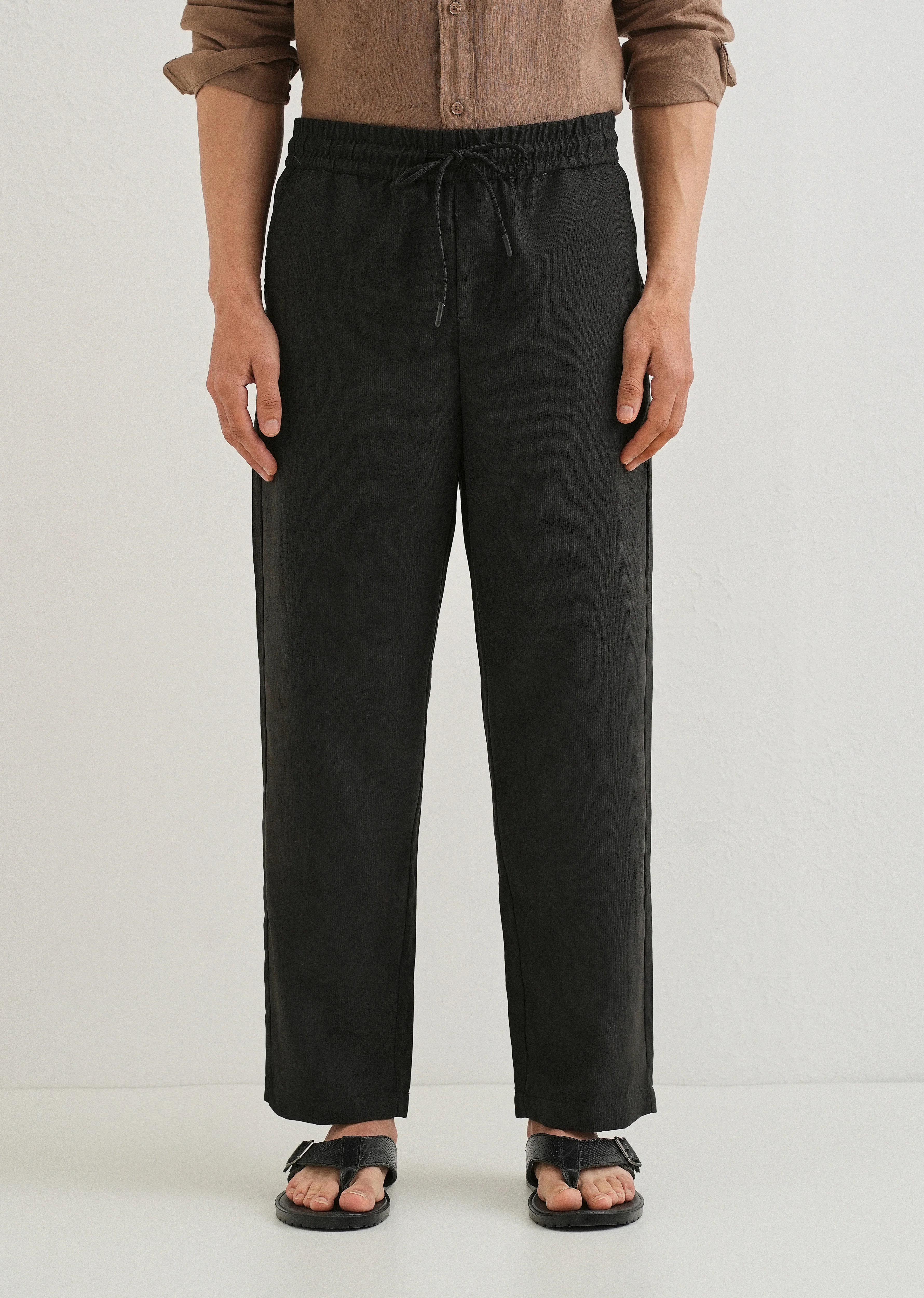 Taupe Grey Pin Stripe Corduroy Pant - Image 3