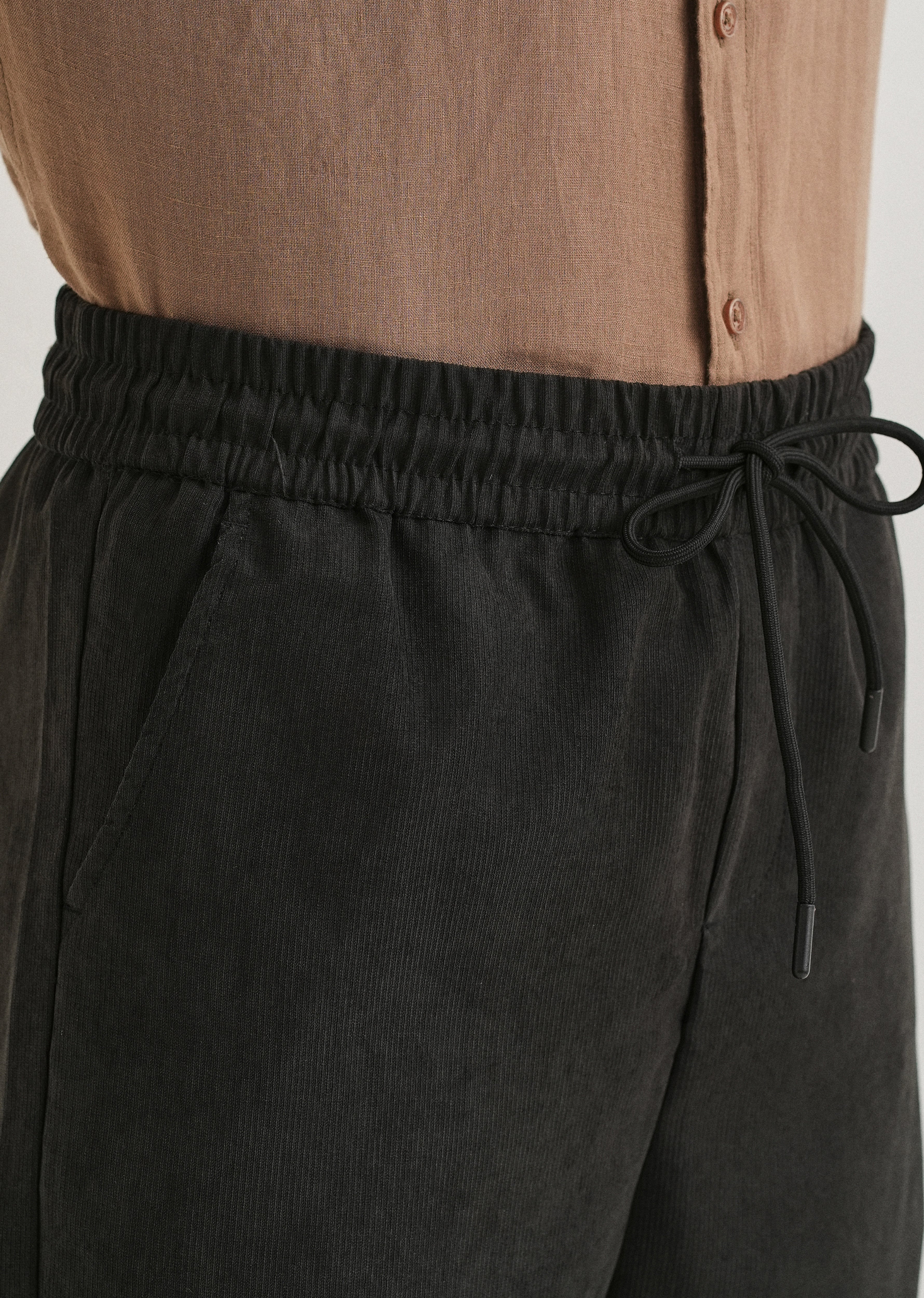 Taupe Grey Pin Stripe Corduroy Pant - Image 5