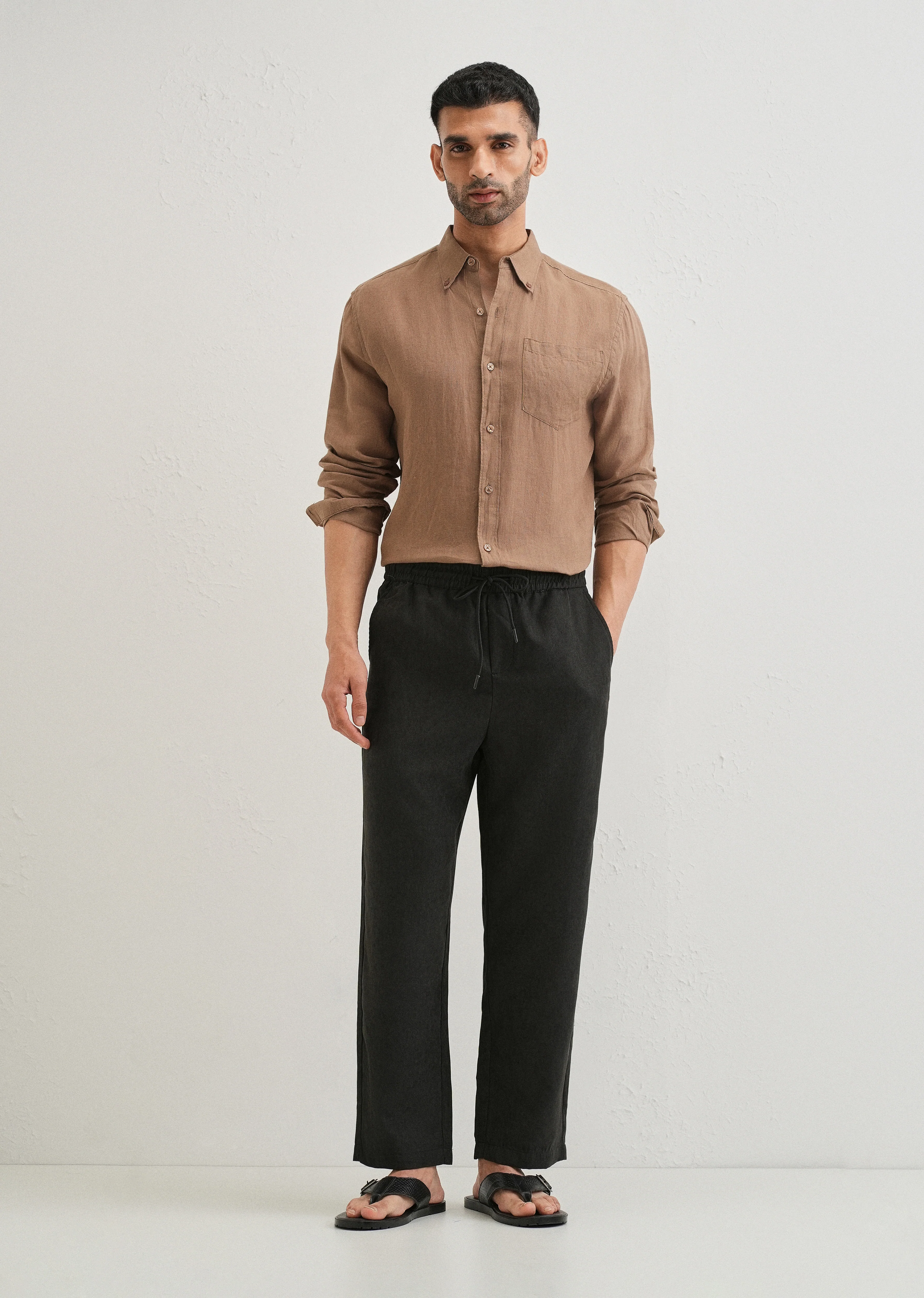 Taupe Grey Pin Stripe Corduroy Pant - Image 6