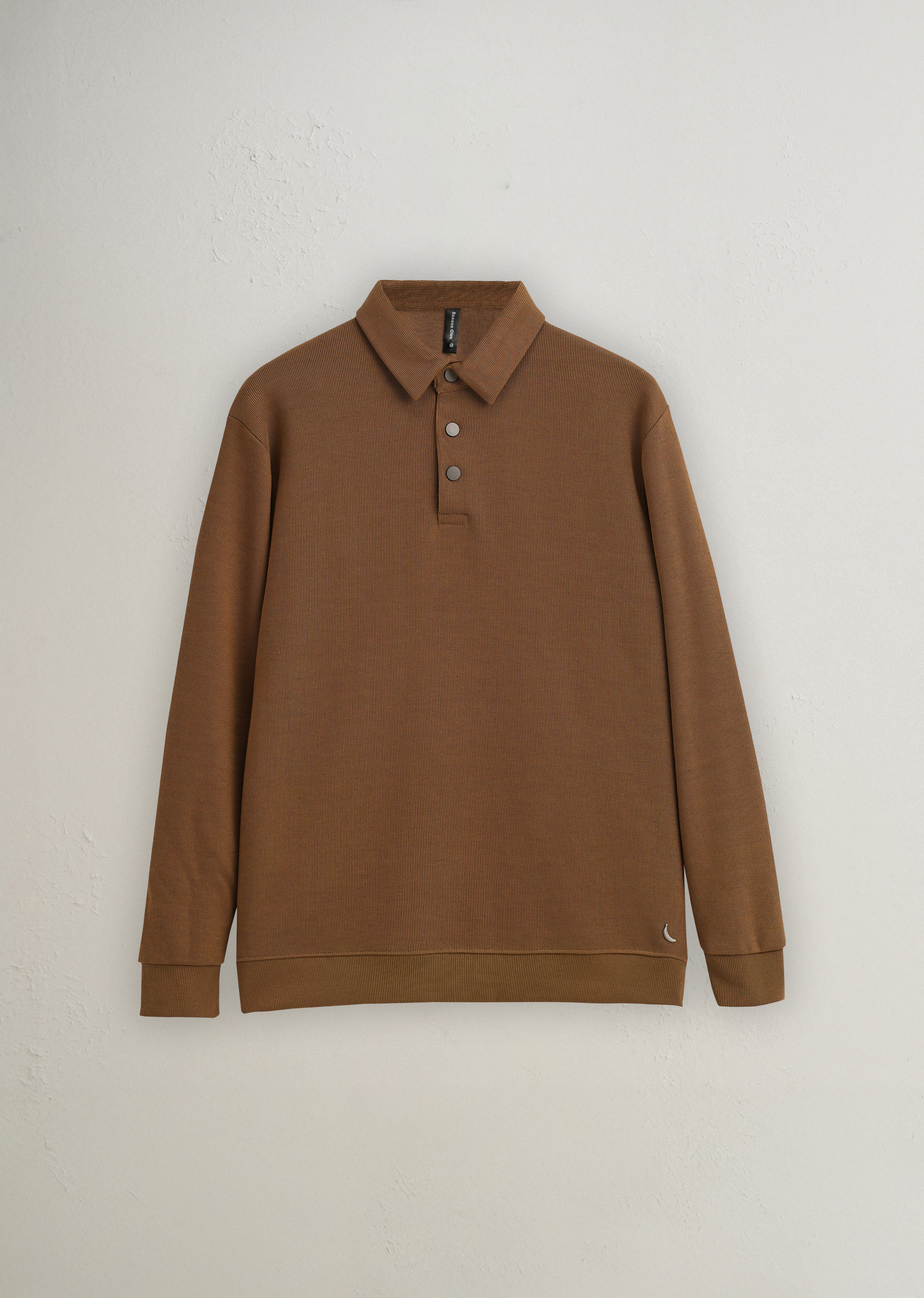 Taupe Knitted Polo Sweatshirt - Image 2