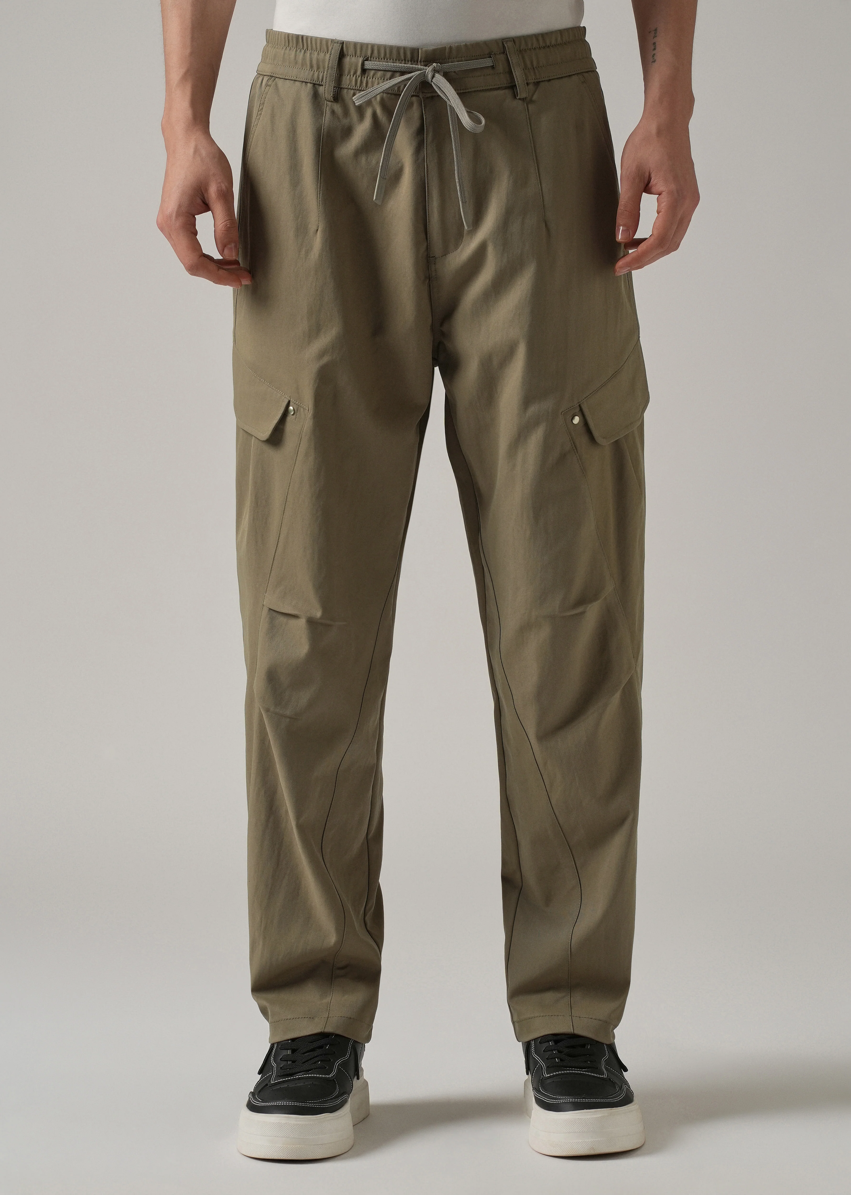 Taupe Stone Wash Cargo Pants - Image 3