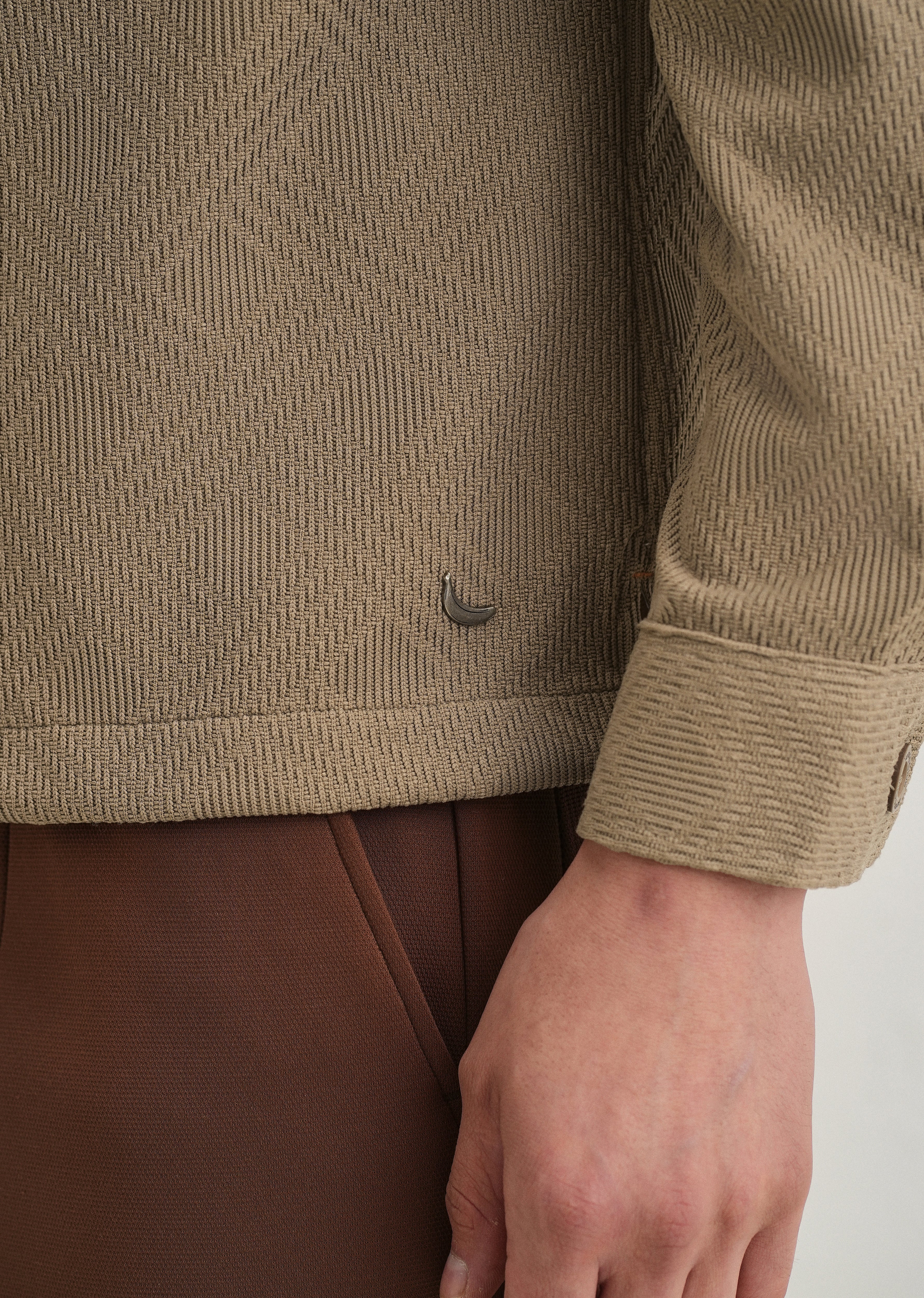 Taupe Textured Knit Shacket - Image 3