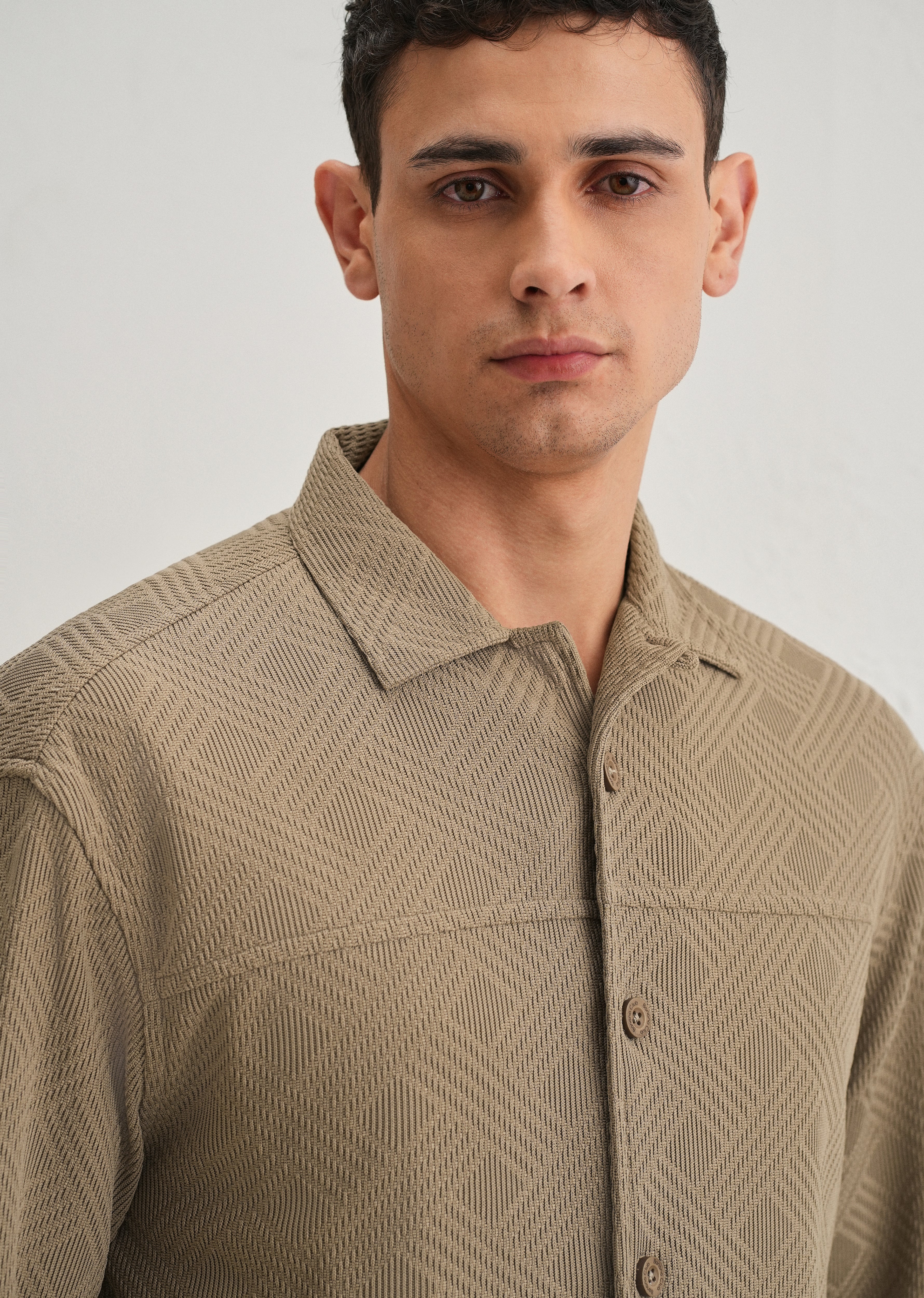 Taupe Textured Knit Shacket - Image 7