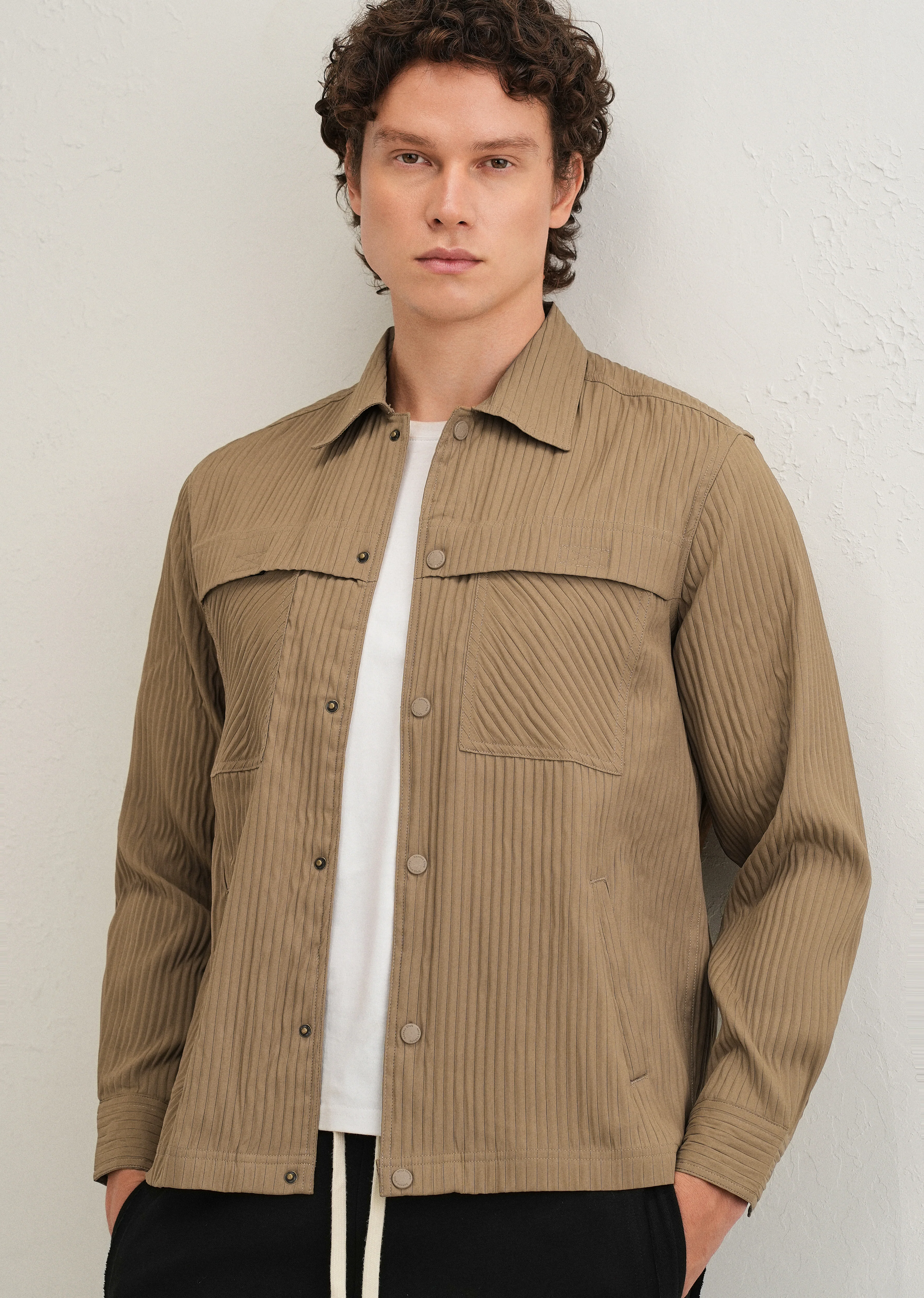 Taupe Textured Utility Shacket - Image 8