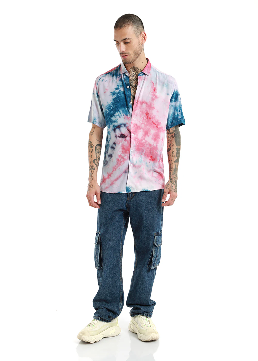 Teal and Pink Tie Dye Half Sleeve - Image 6