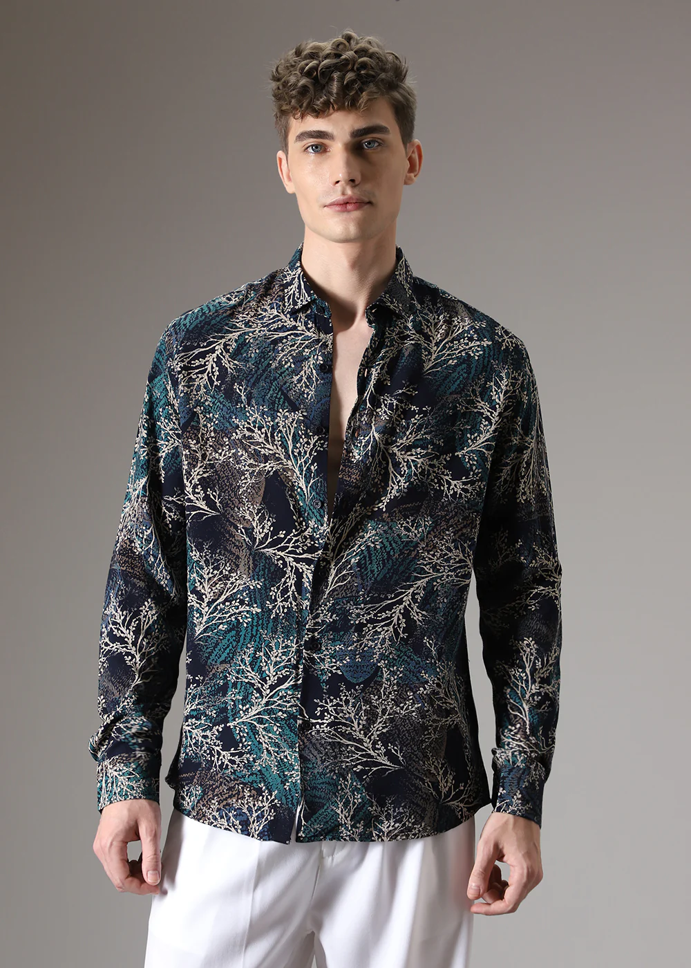 Teal Coral Feather Shirt - Image 9