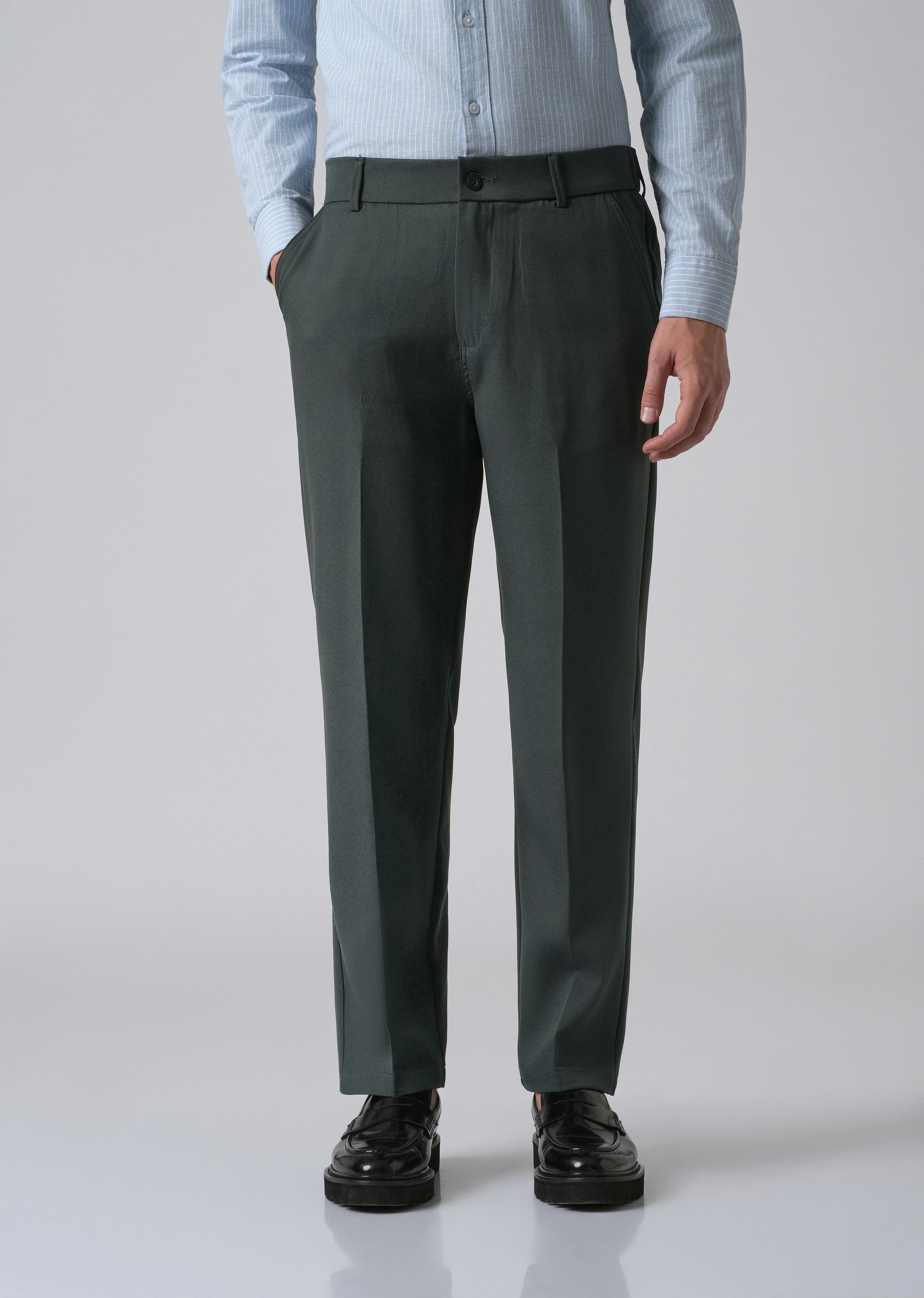 Teal Green Relaxed Fit Trousers - Image 3