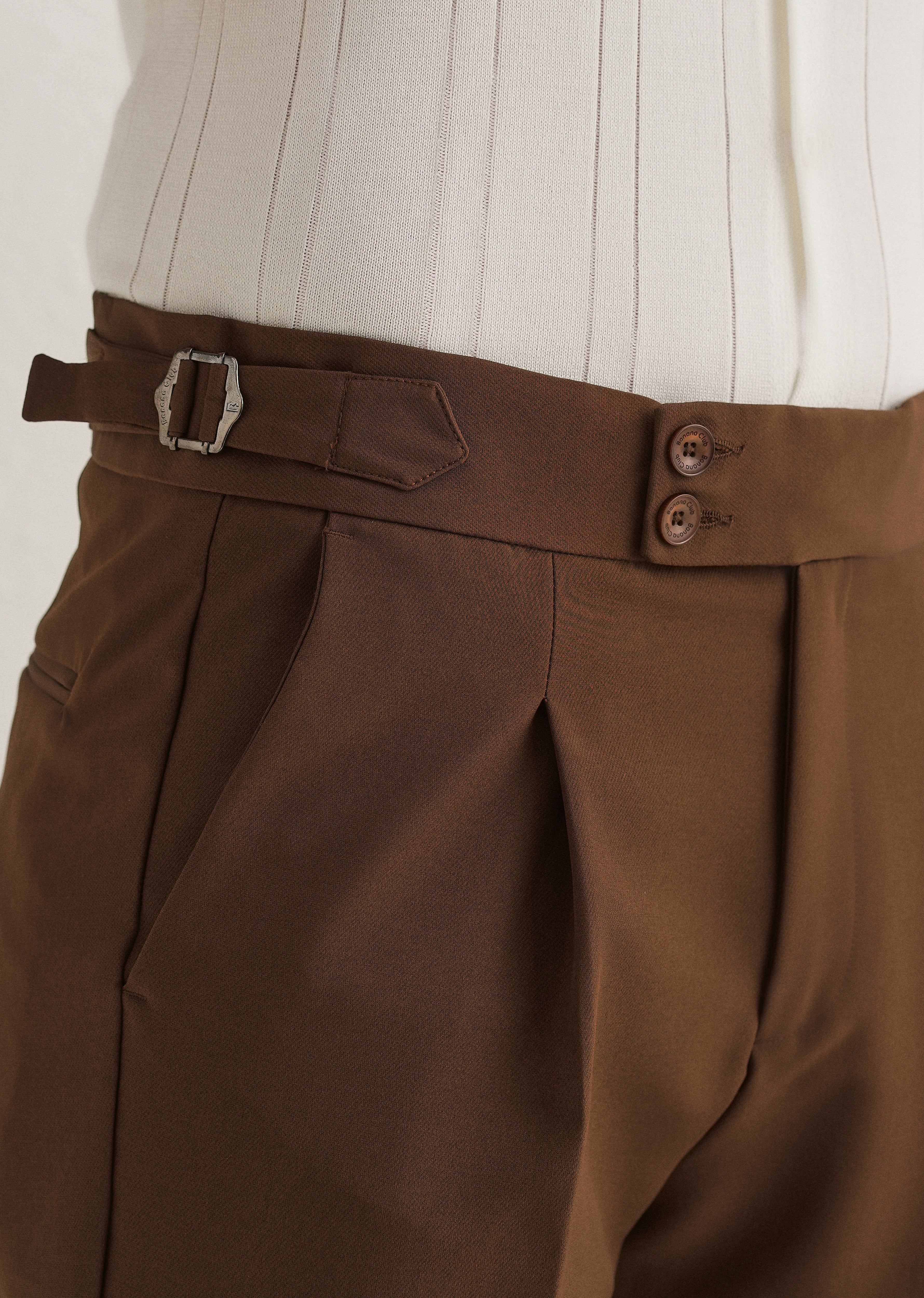 Terracotta Brown Pleated Gurkha Pant - Image 6