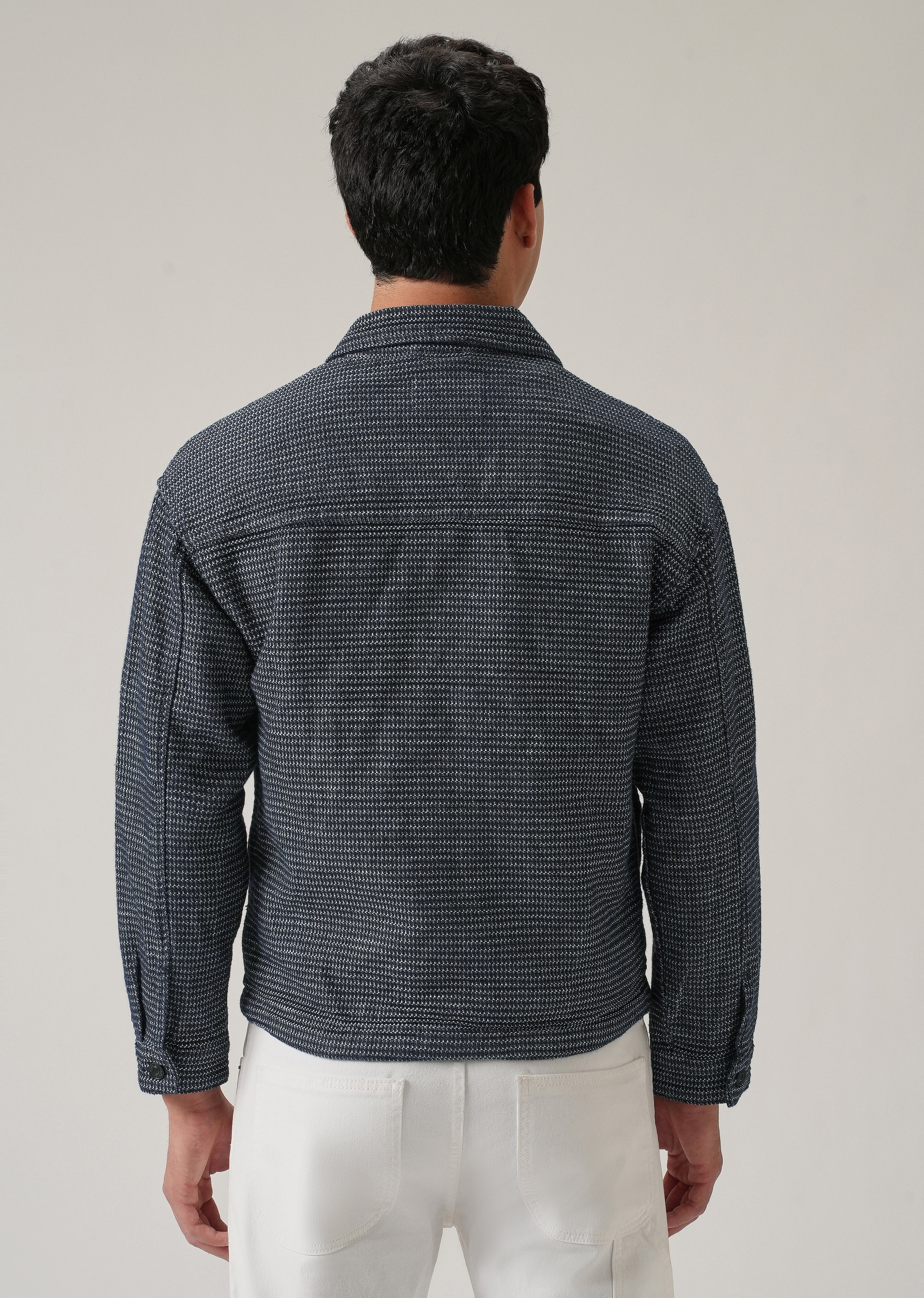 Textured Denim Jacquard Jacket - Image 2