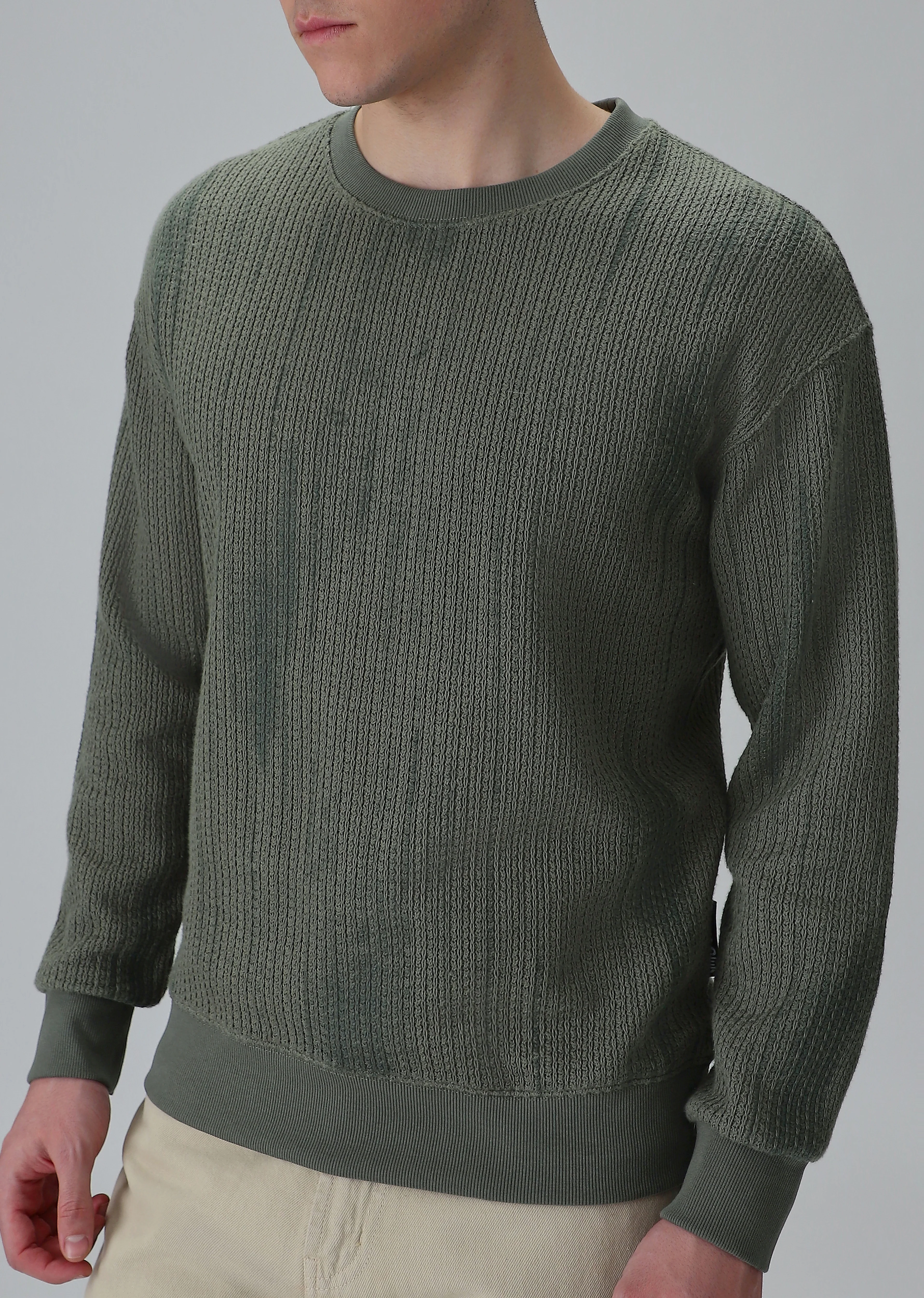 Textured Knit Green Sweatshirt - Image 7