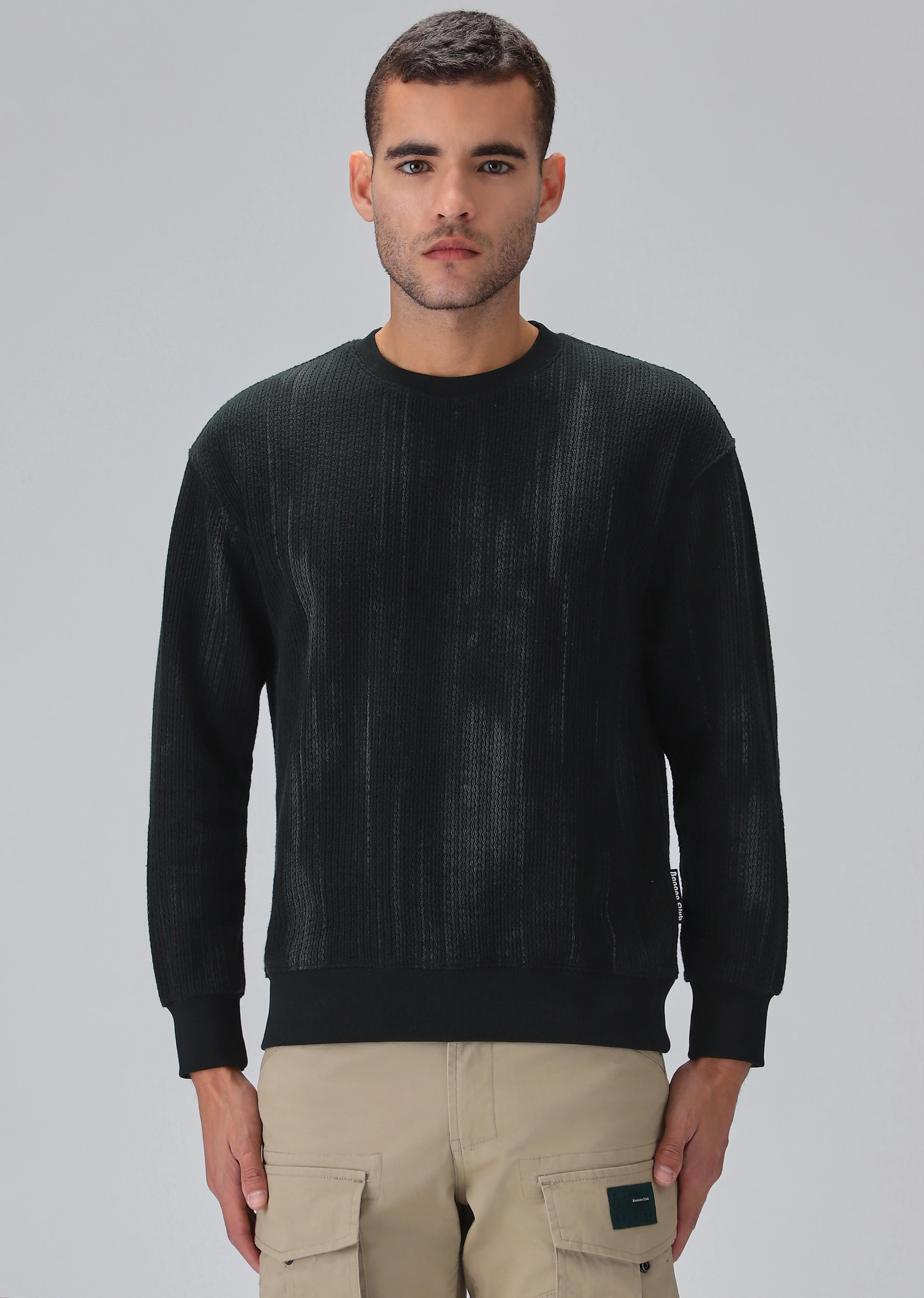Textured Knit Grey Sweatshirt - Image 3
