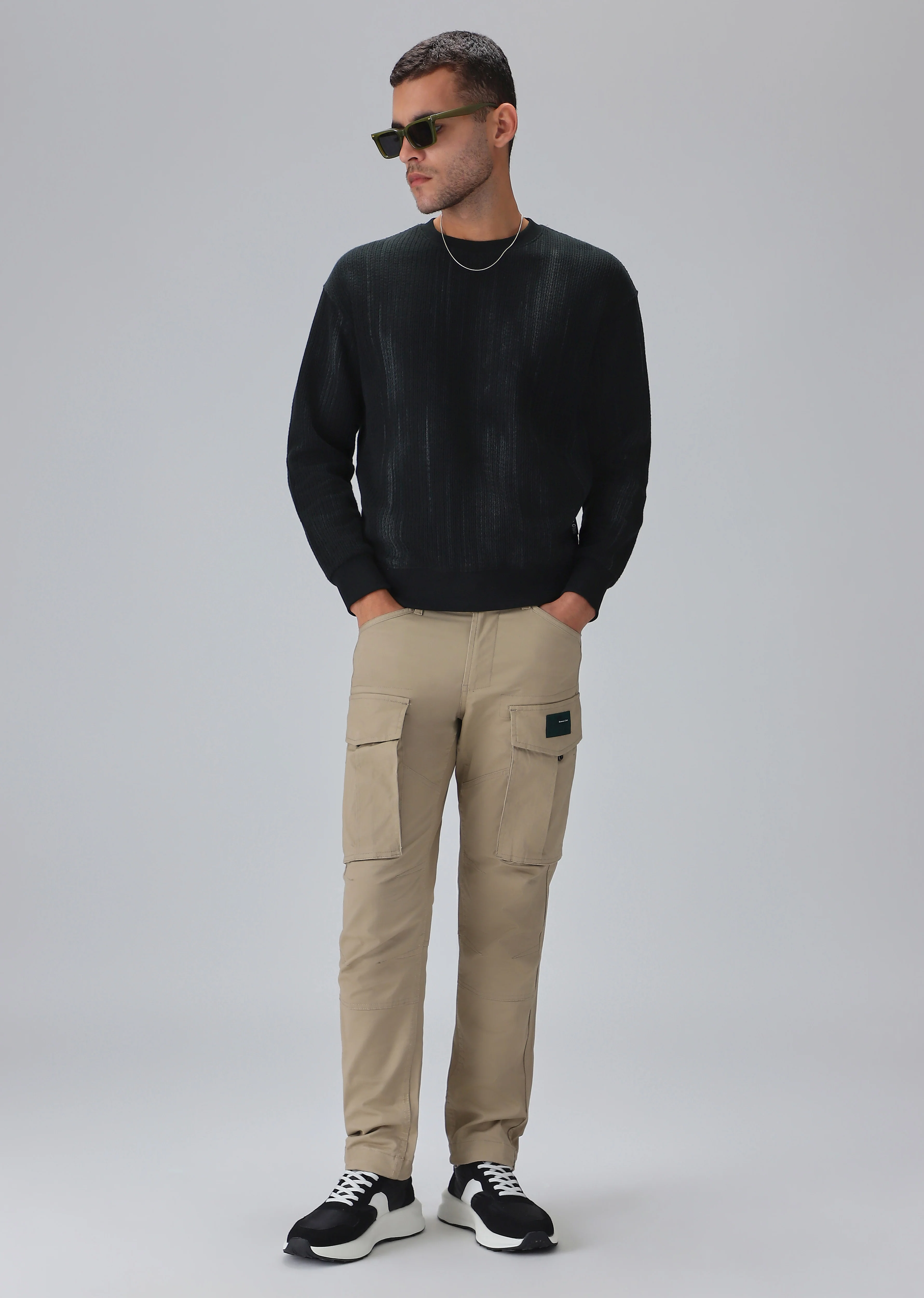 Textured Knit Grey Sweatshirt - Image 6