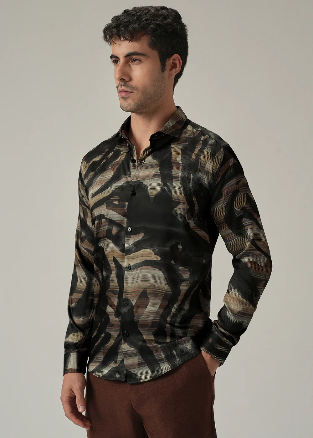 Textured Stripe Print Shirt - Image 4