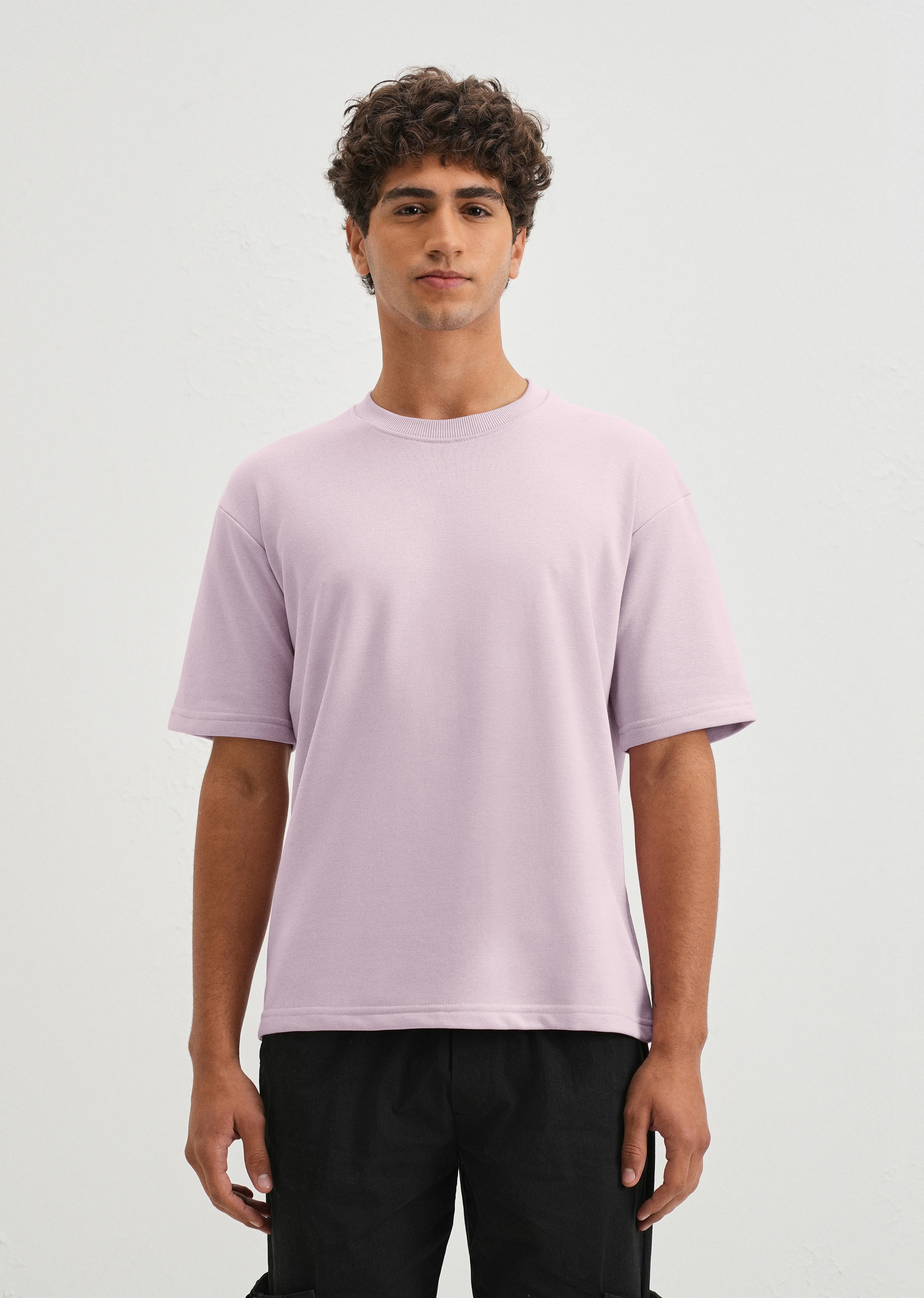Thistle Violet Plain Oversized Basic T-shirt - Image 3