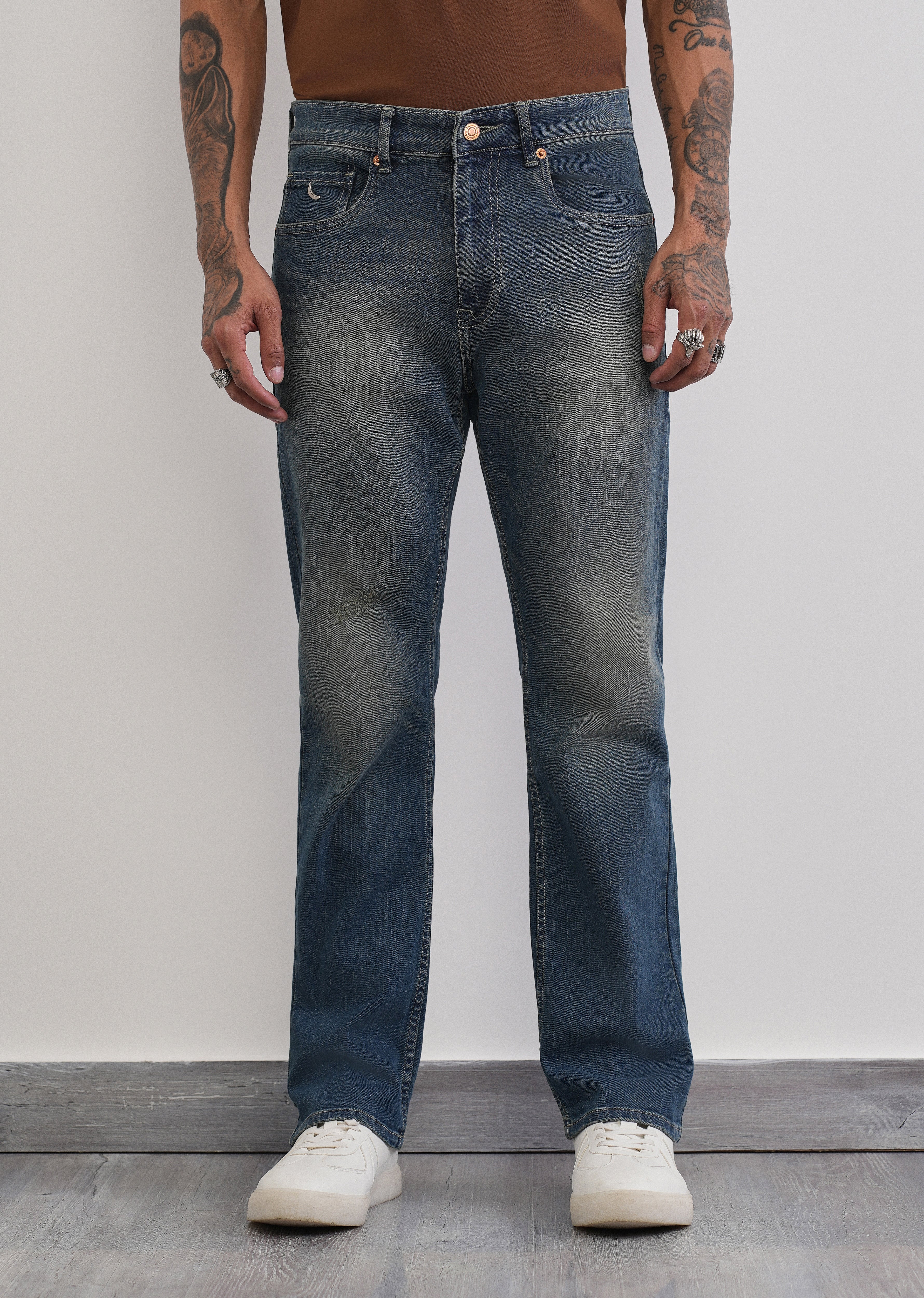 Tinted Blue Straight Fit Jeans - Image 3