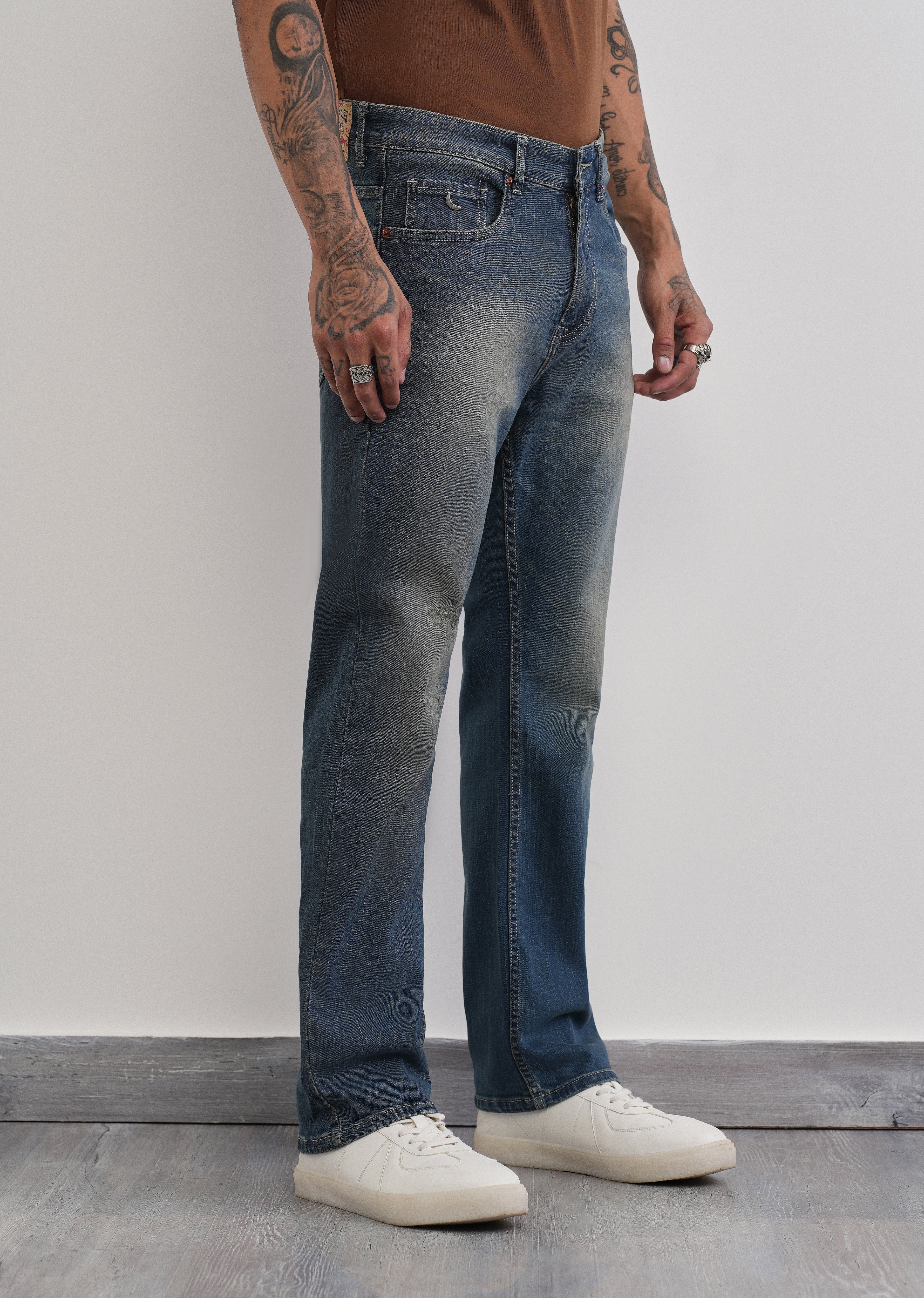 Tinted Blue Straight Fit Jeans - Image 4