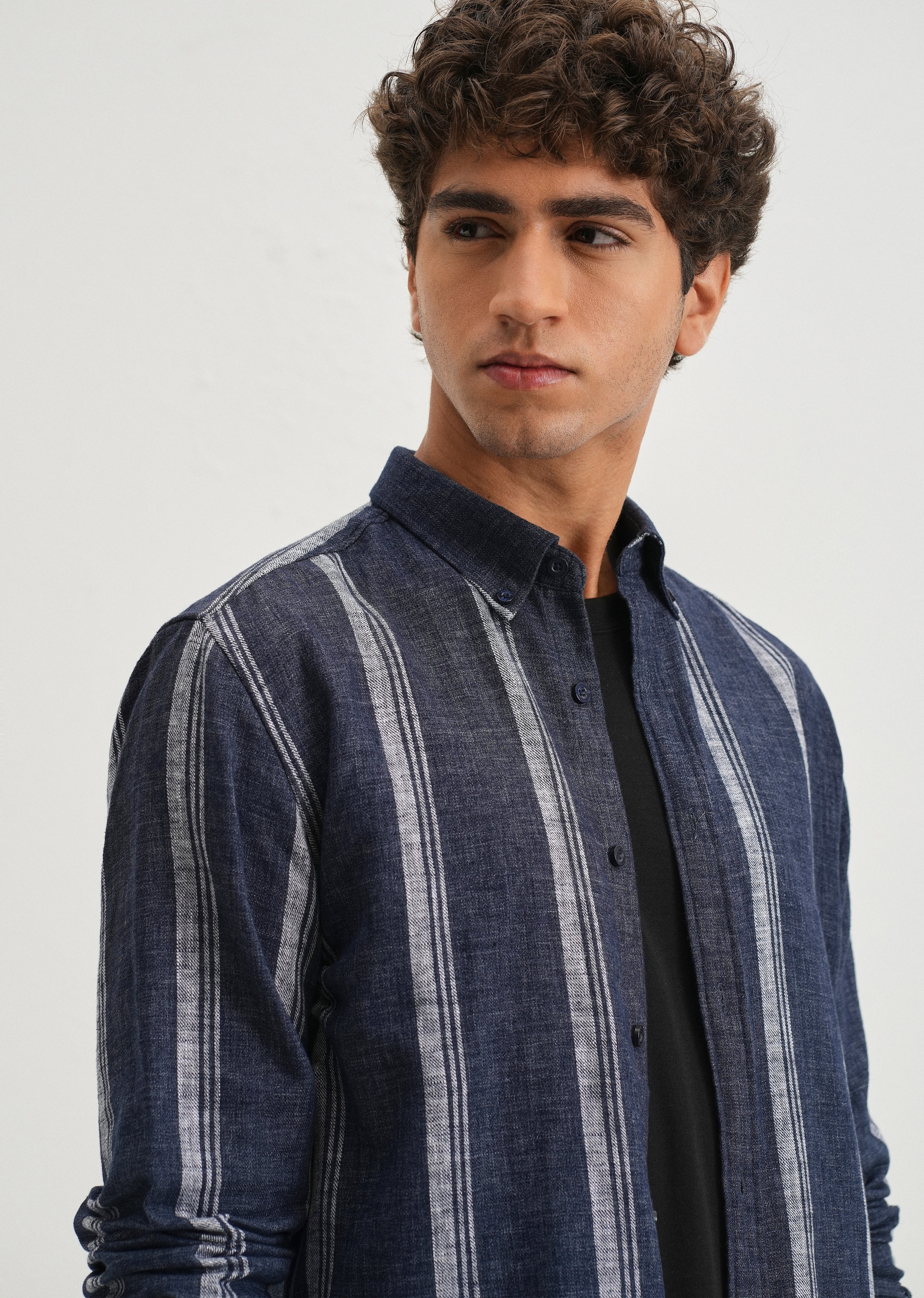 Melange Triadic Blue Stripe Shirt - Image 5
