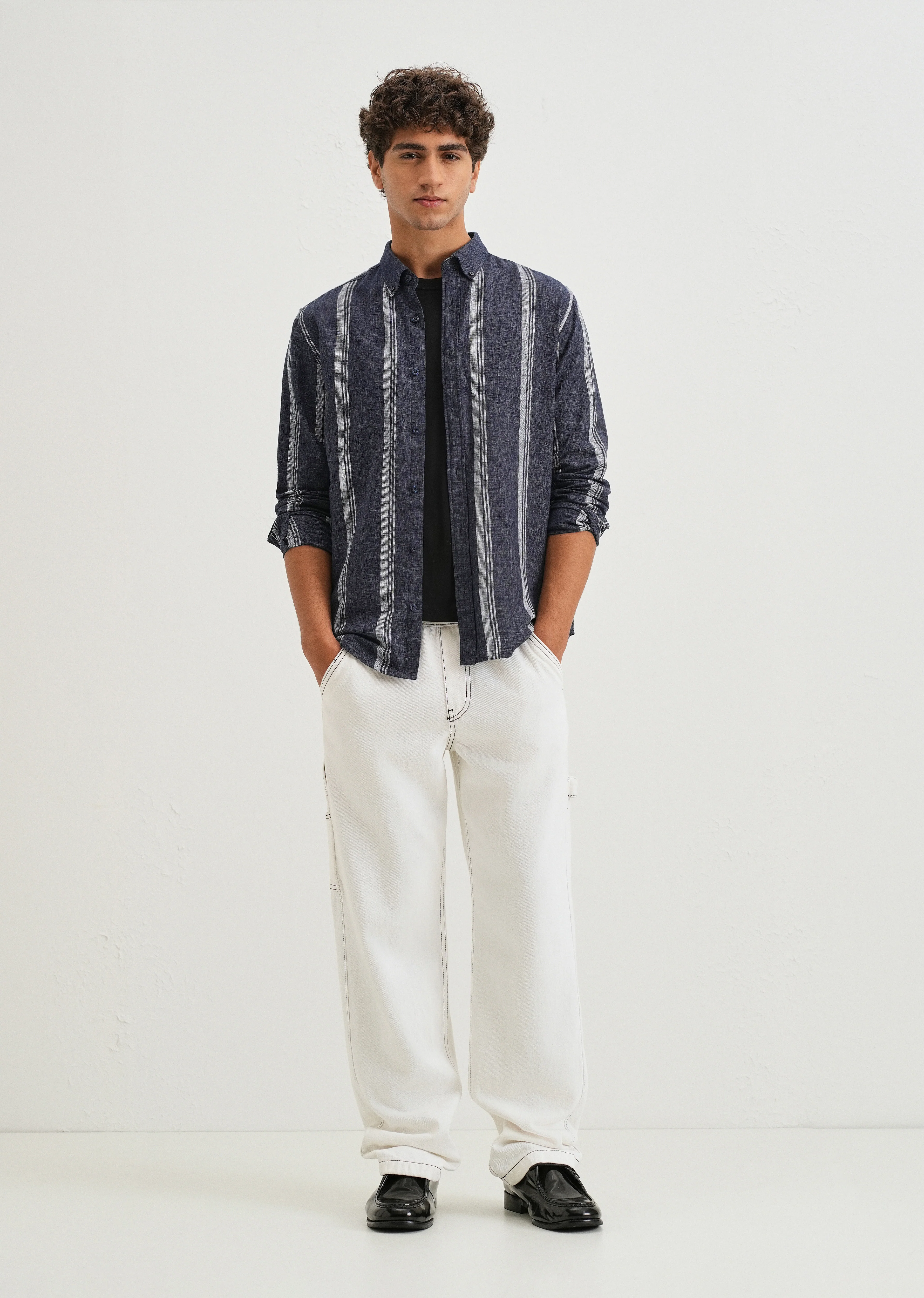 Melange Triadic Blue Stripe Shirt - Image 6
