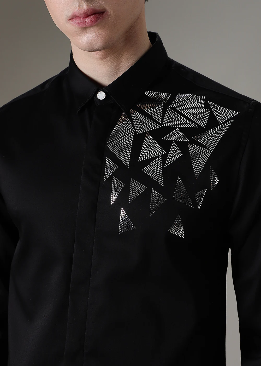 Triangle Grid Black Designer Shirt - Image 2