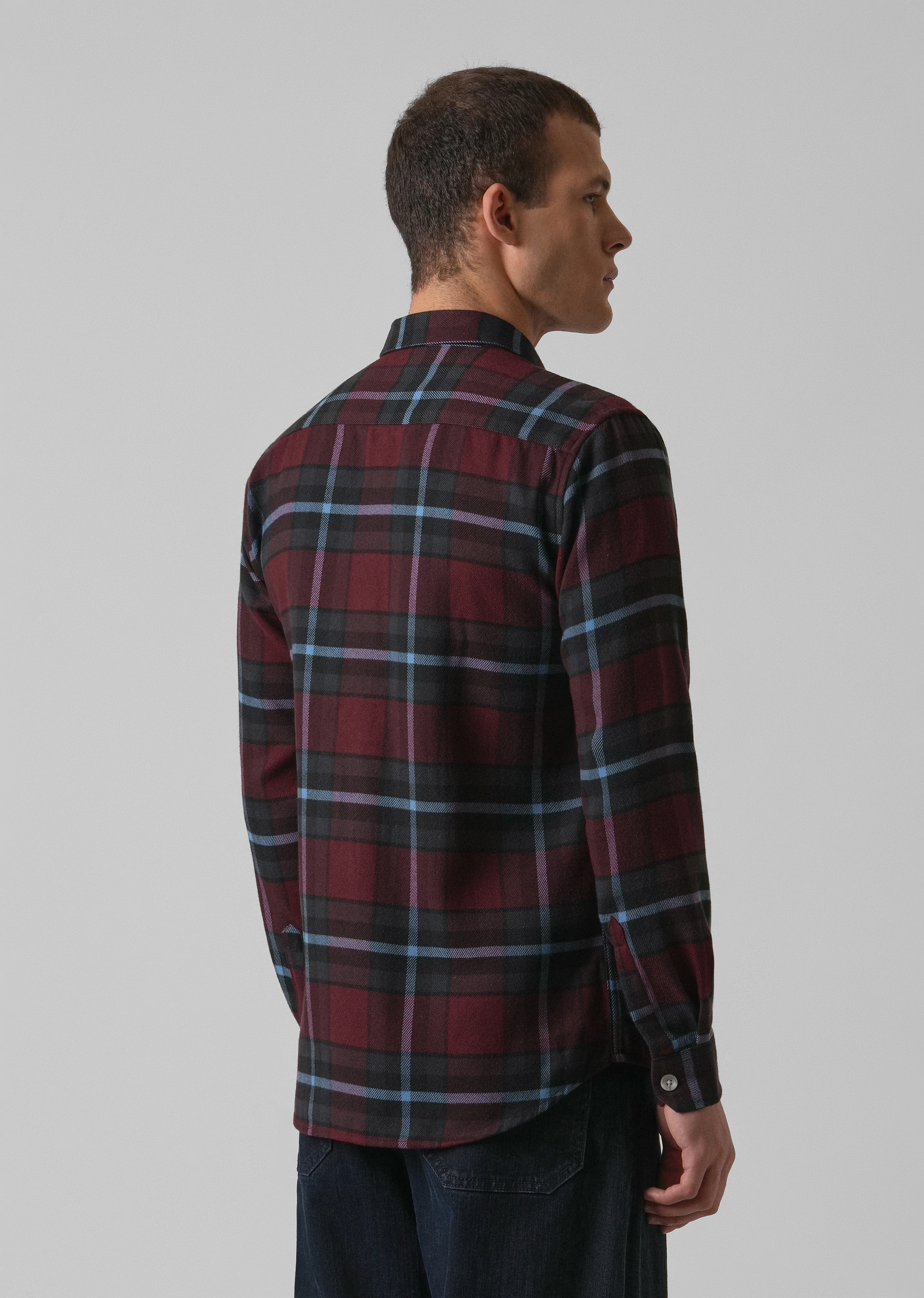 True Red Brushed Cotton Check Shirt - Image 2