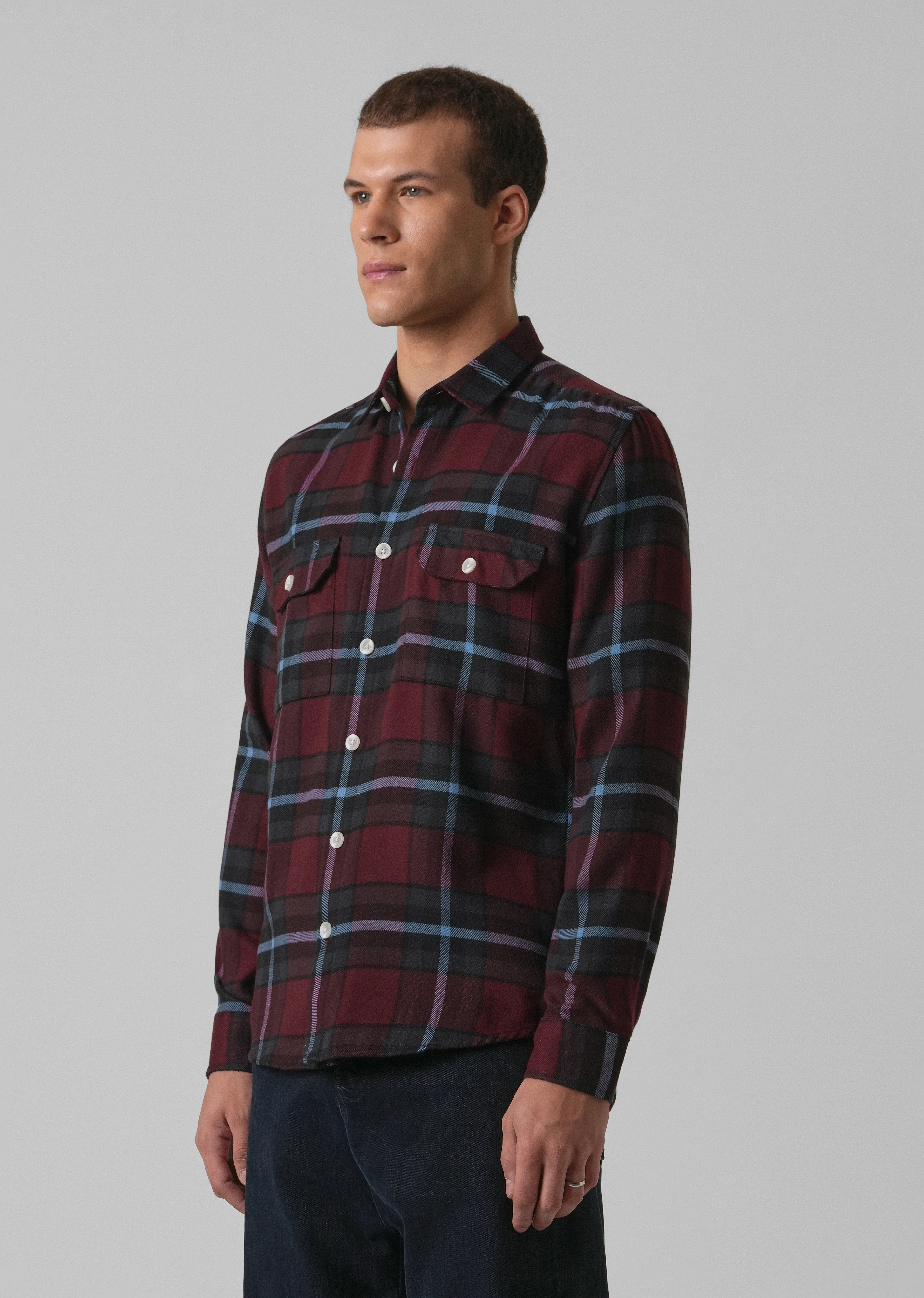 True Red Brushed Cotton Check Shirt - Image 4