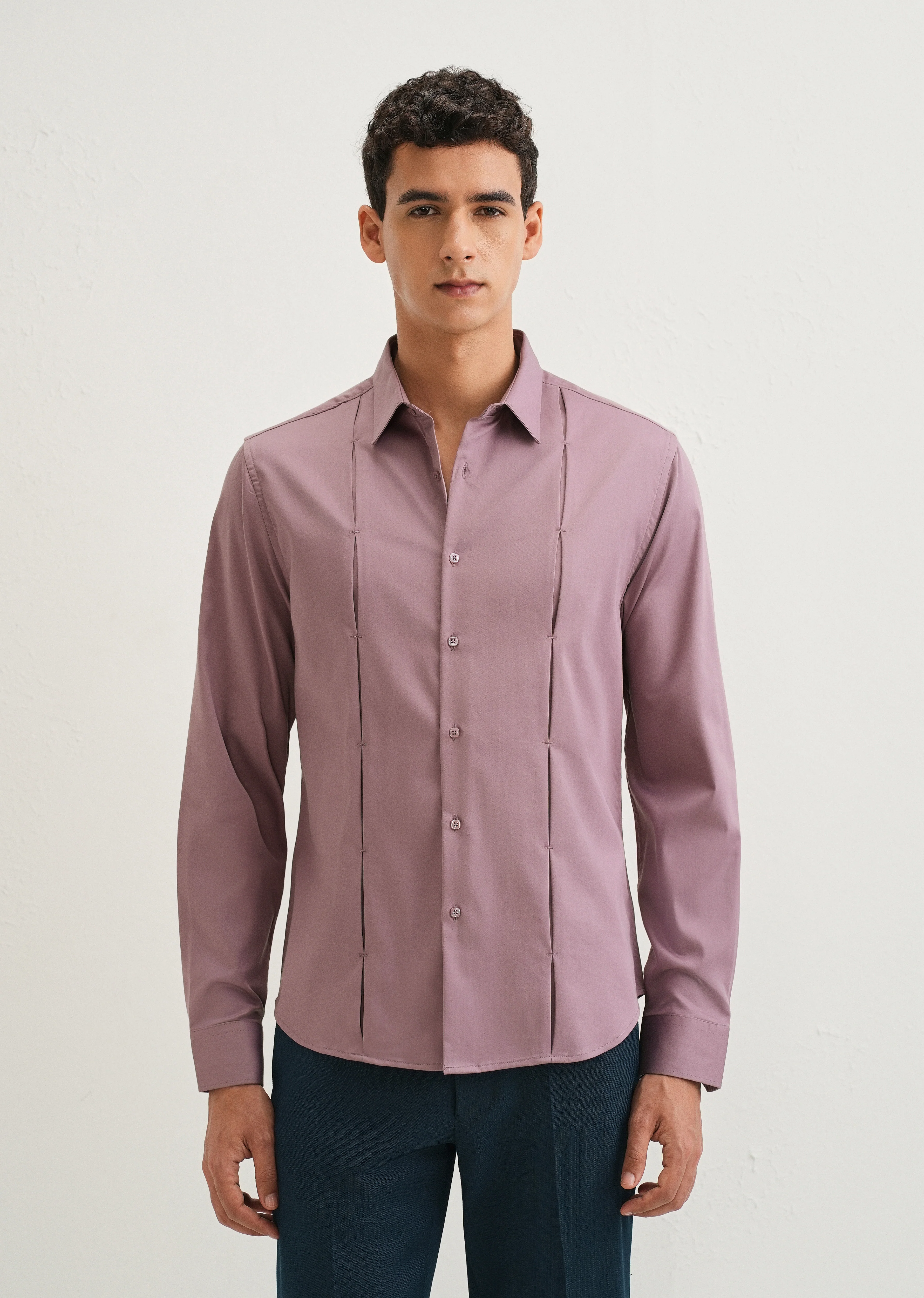 Twilight Lavender Front Panel Open Pleat Shirt - Image 3