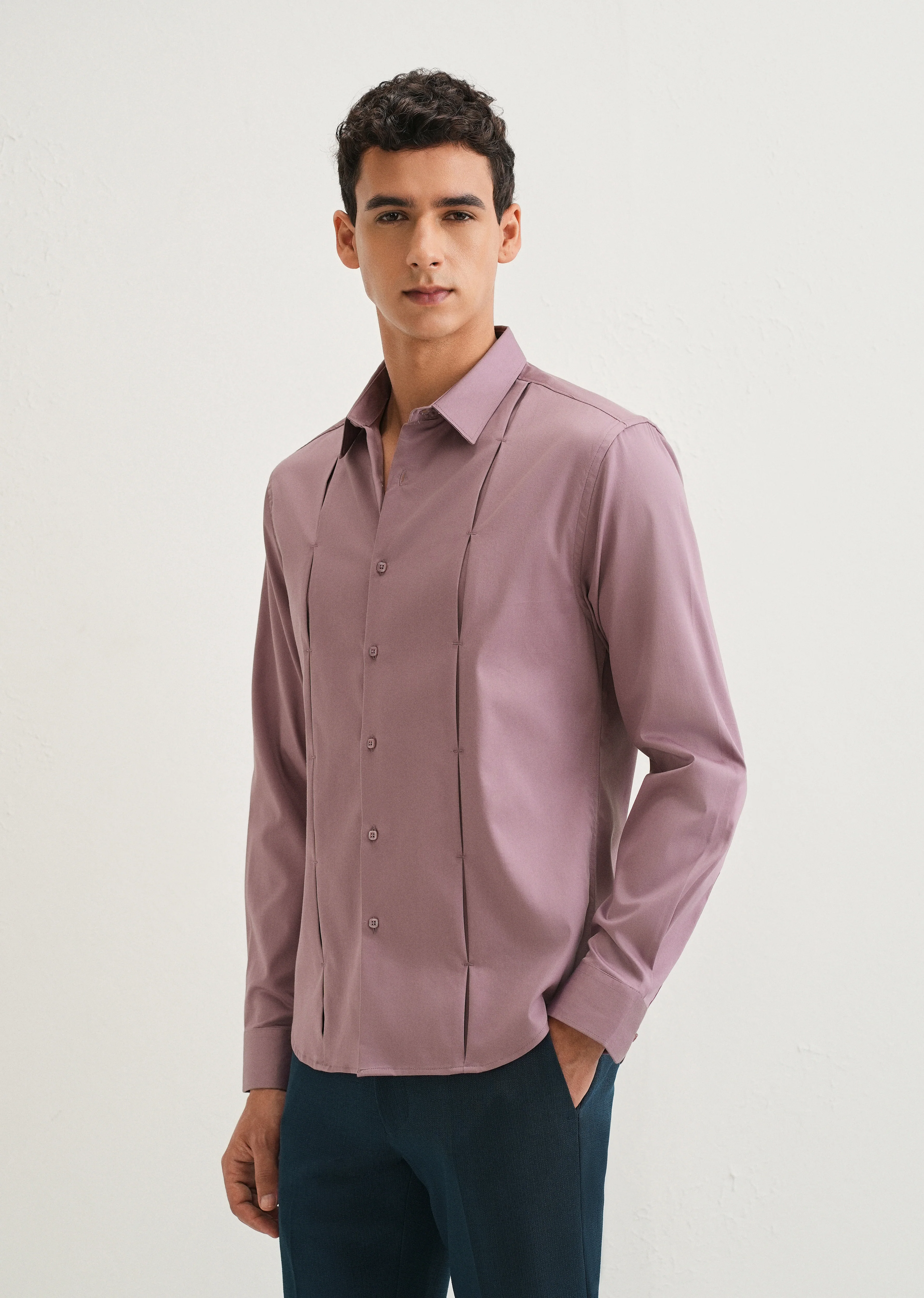 Twilight Lavender Front Panel Open Pleat Shirt - Image 4