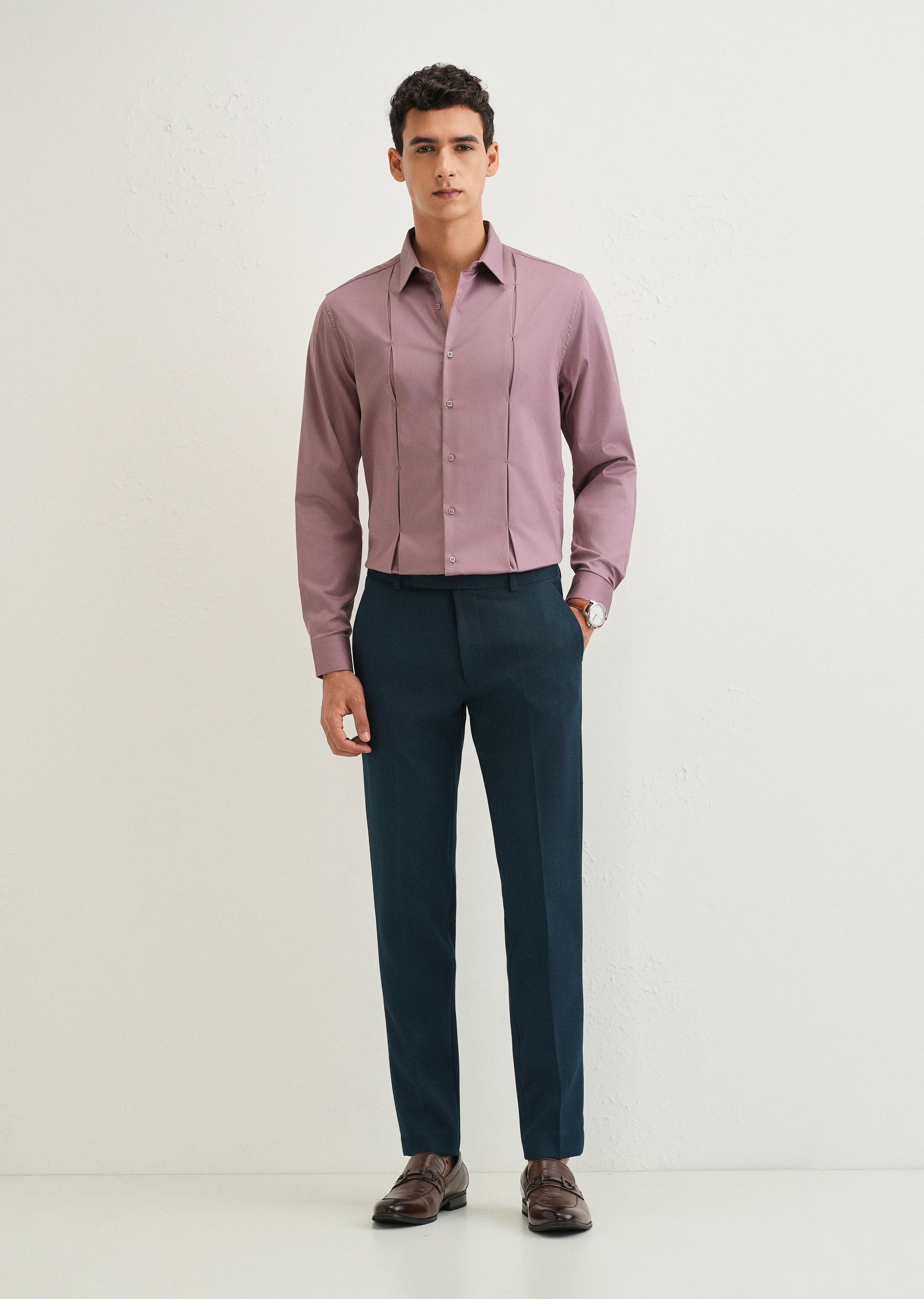 Twilight Lavender Front Panel Open Pleat Shirt - Image 6