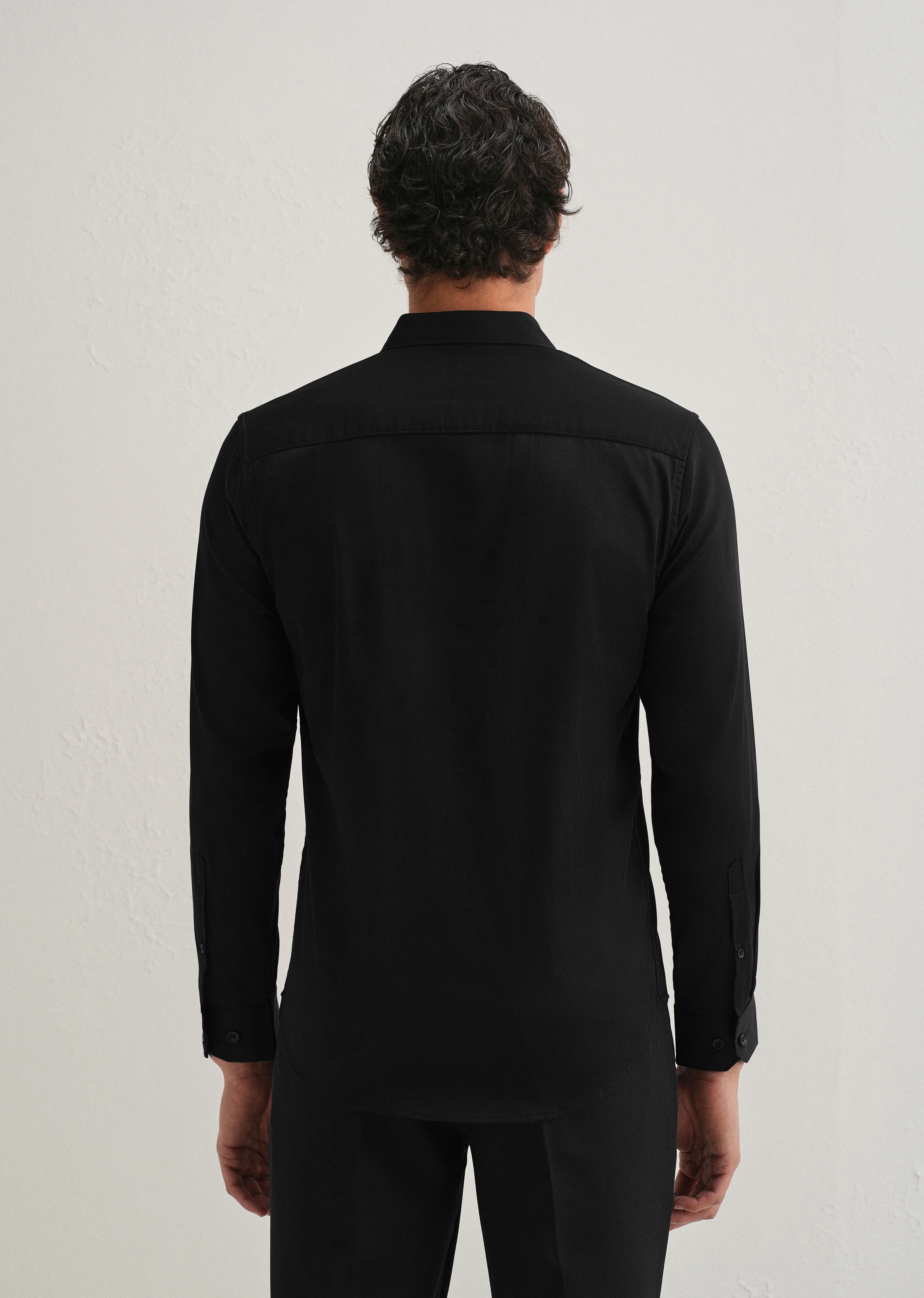 Twist Lock Button Black Designer Shirt - Image 2