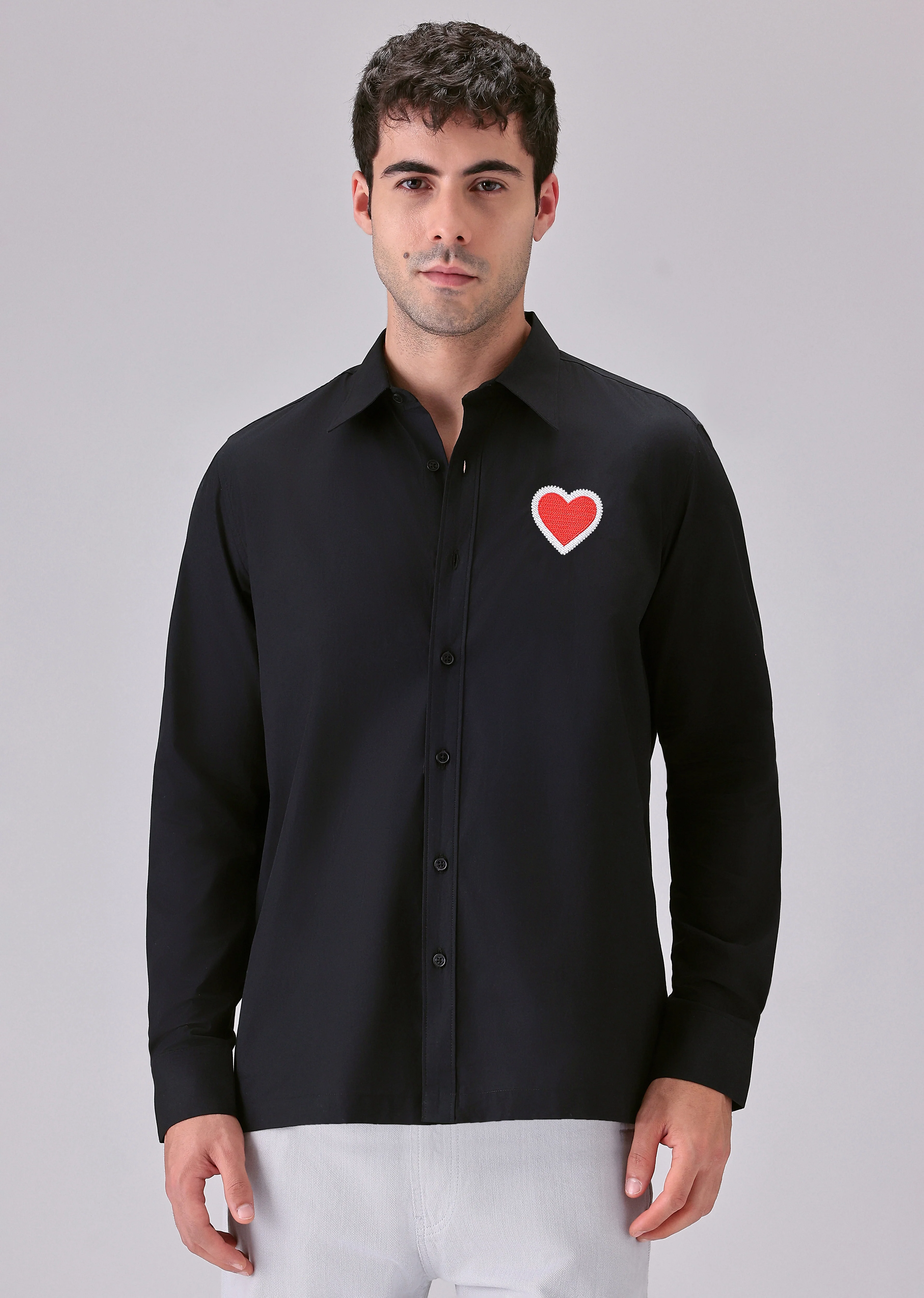 Valentine Heart Black Cotton Shirt - Image 3