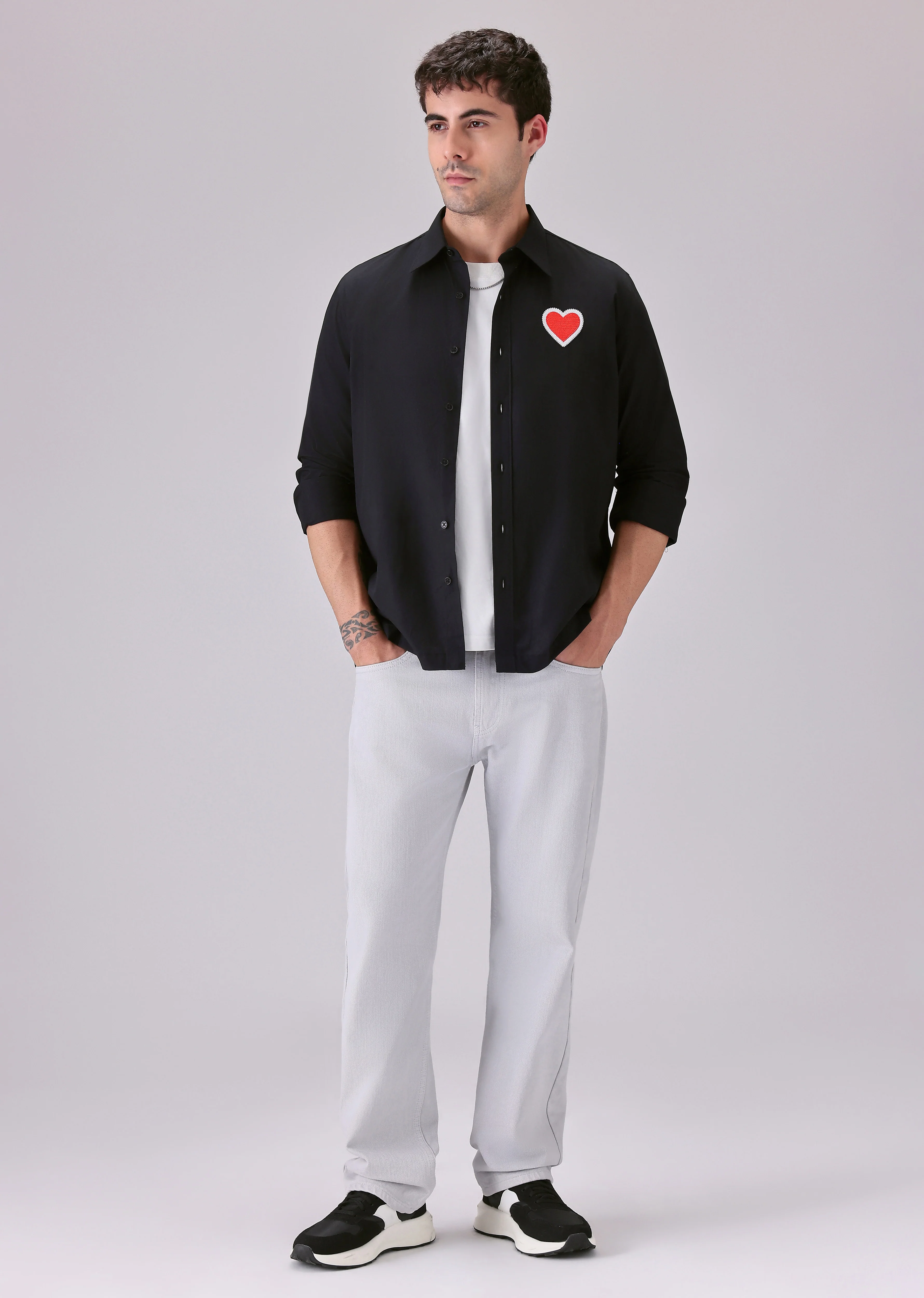 Valentine Heart Black Cotton Shirt - Image 6