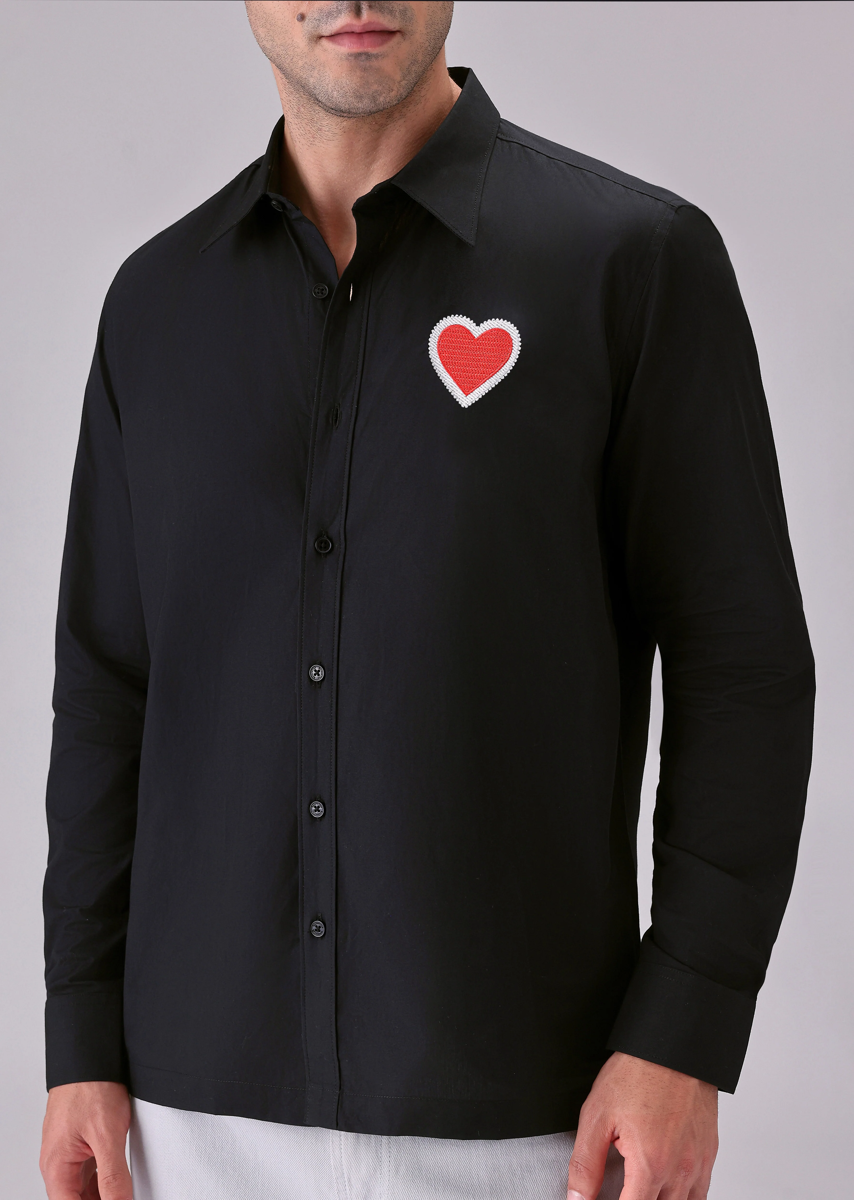 Valentine Heart Black Cotton Shirt - Image 7