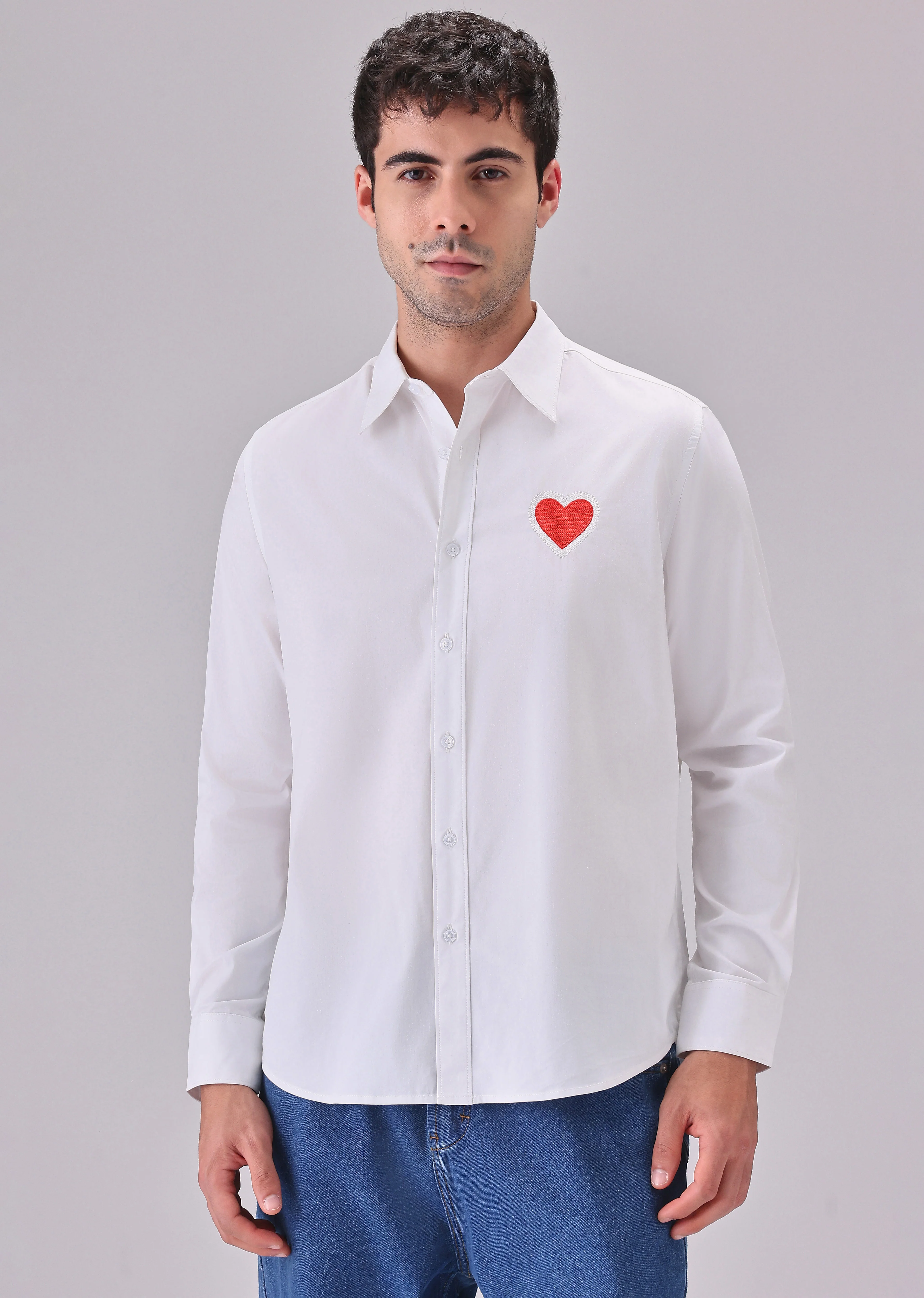 Valentine Heart White Cotton Shirt - Image 2