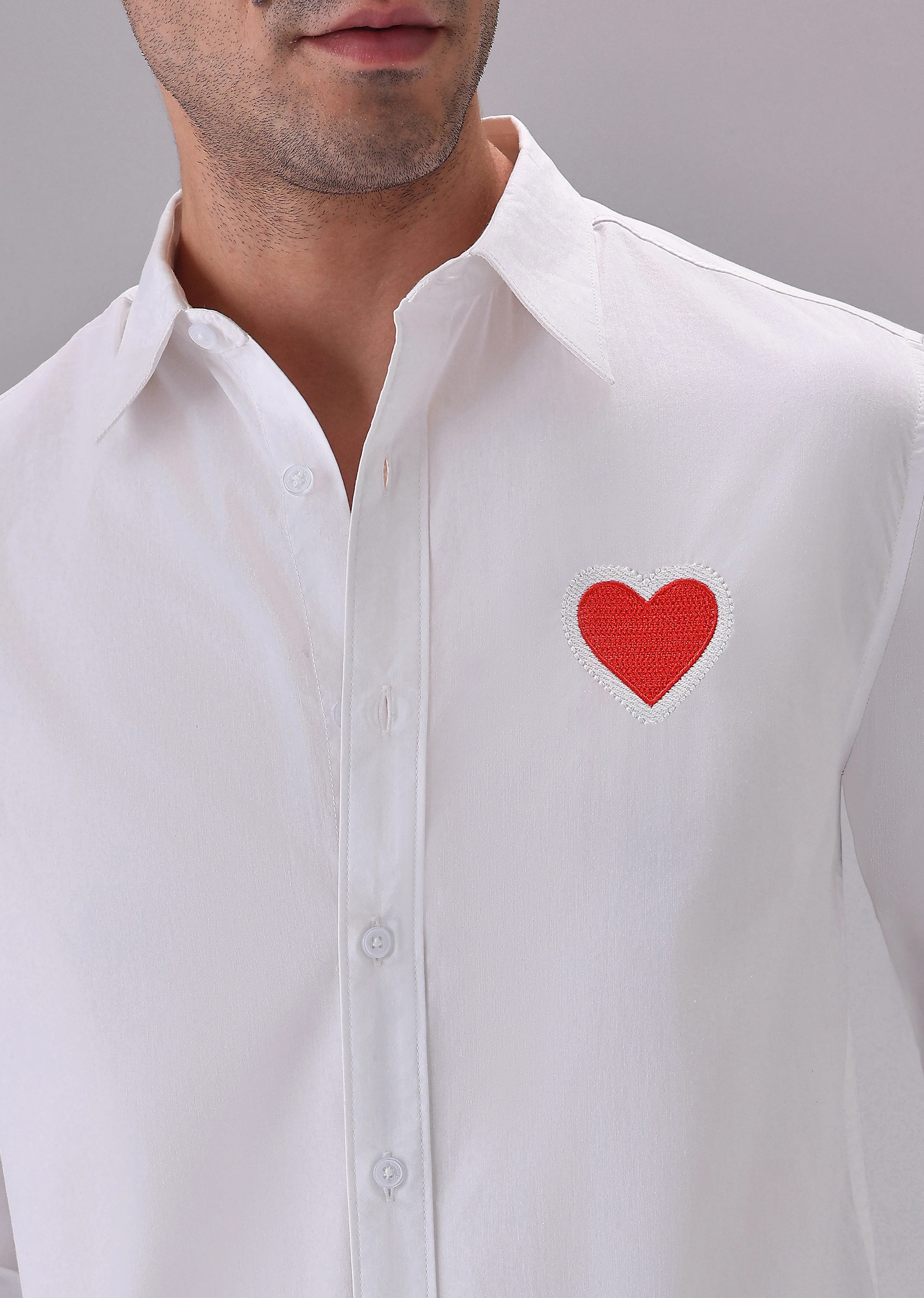 Valentine Heart White Cotton Shirt - Image 5