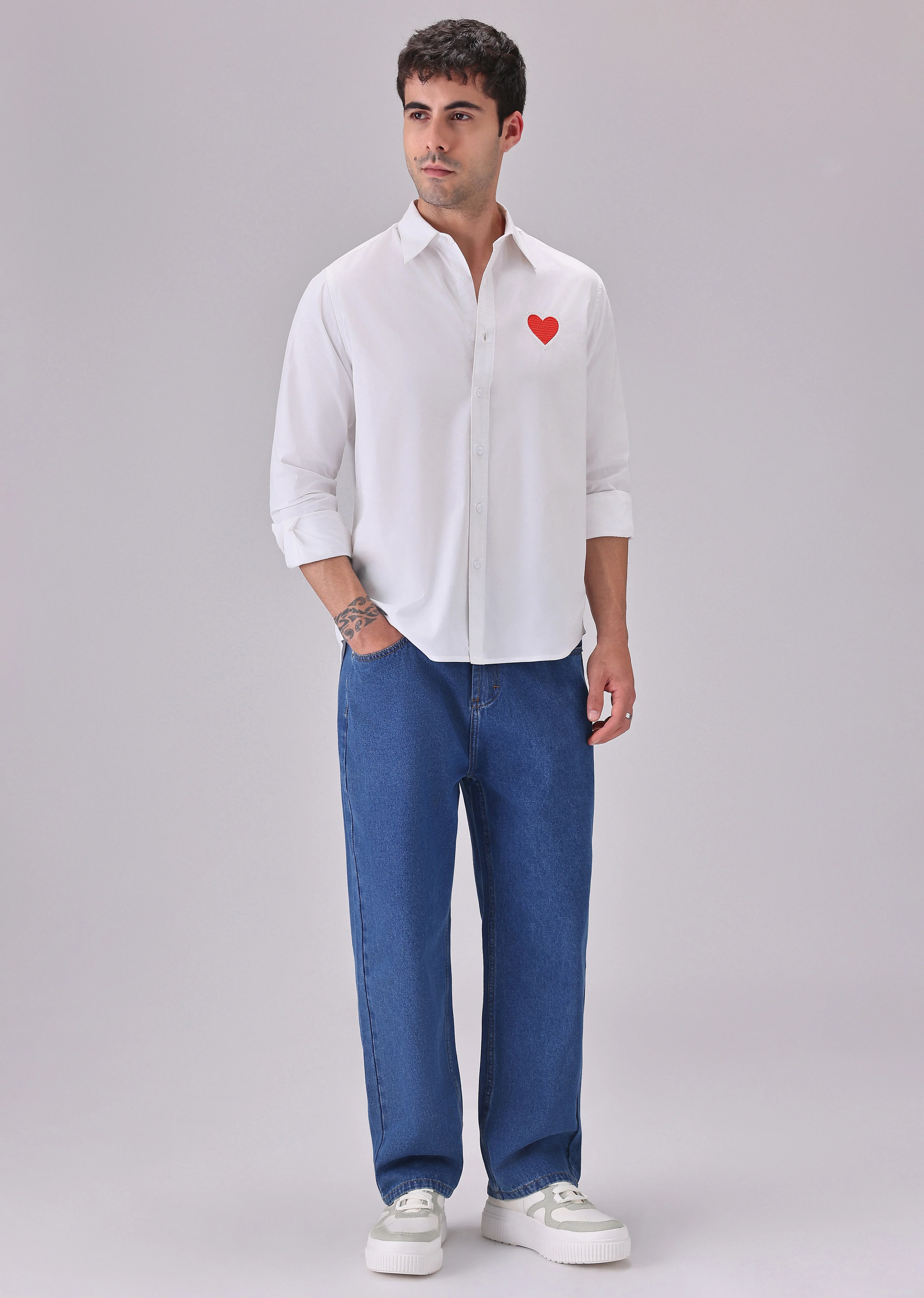 Valentine Heart White Cotton Shirt - Image 6