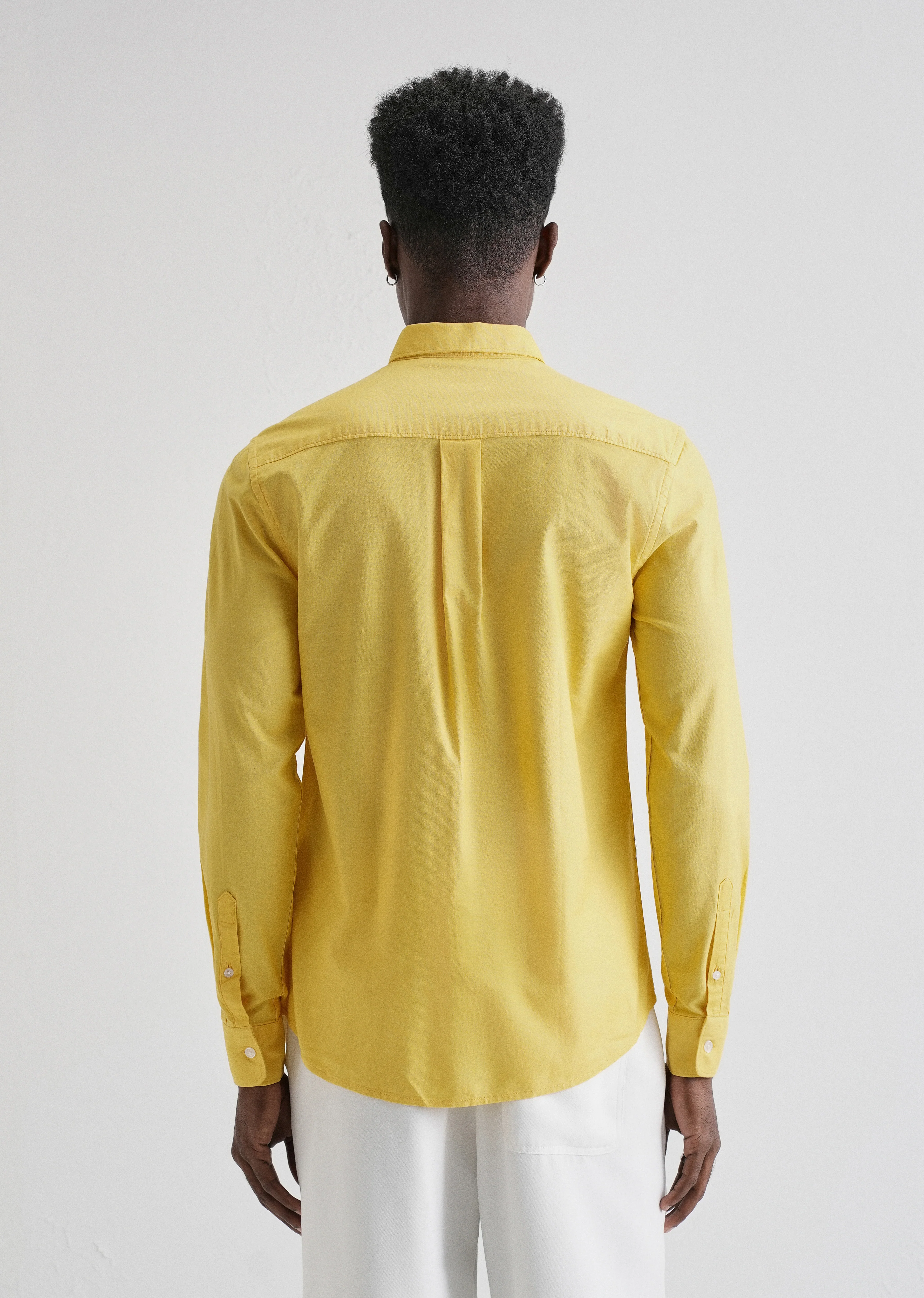Vibrant Yellow Plain Oxford Shirt - Image 2