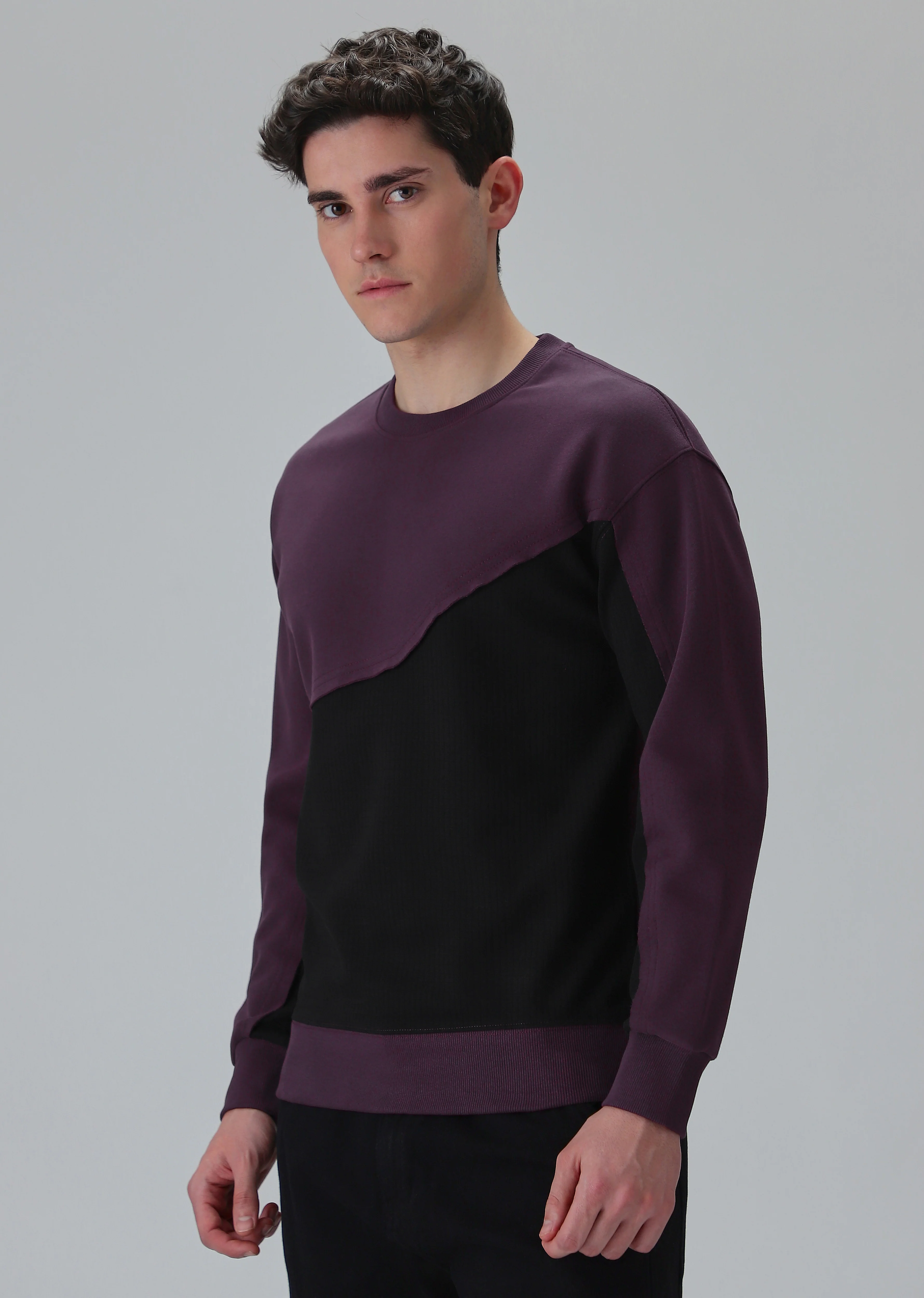 Violet Black Colorblock Sweatshirt - Image 4