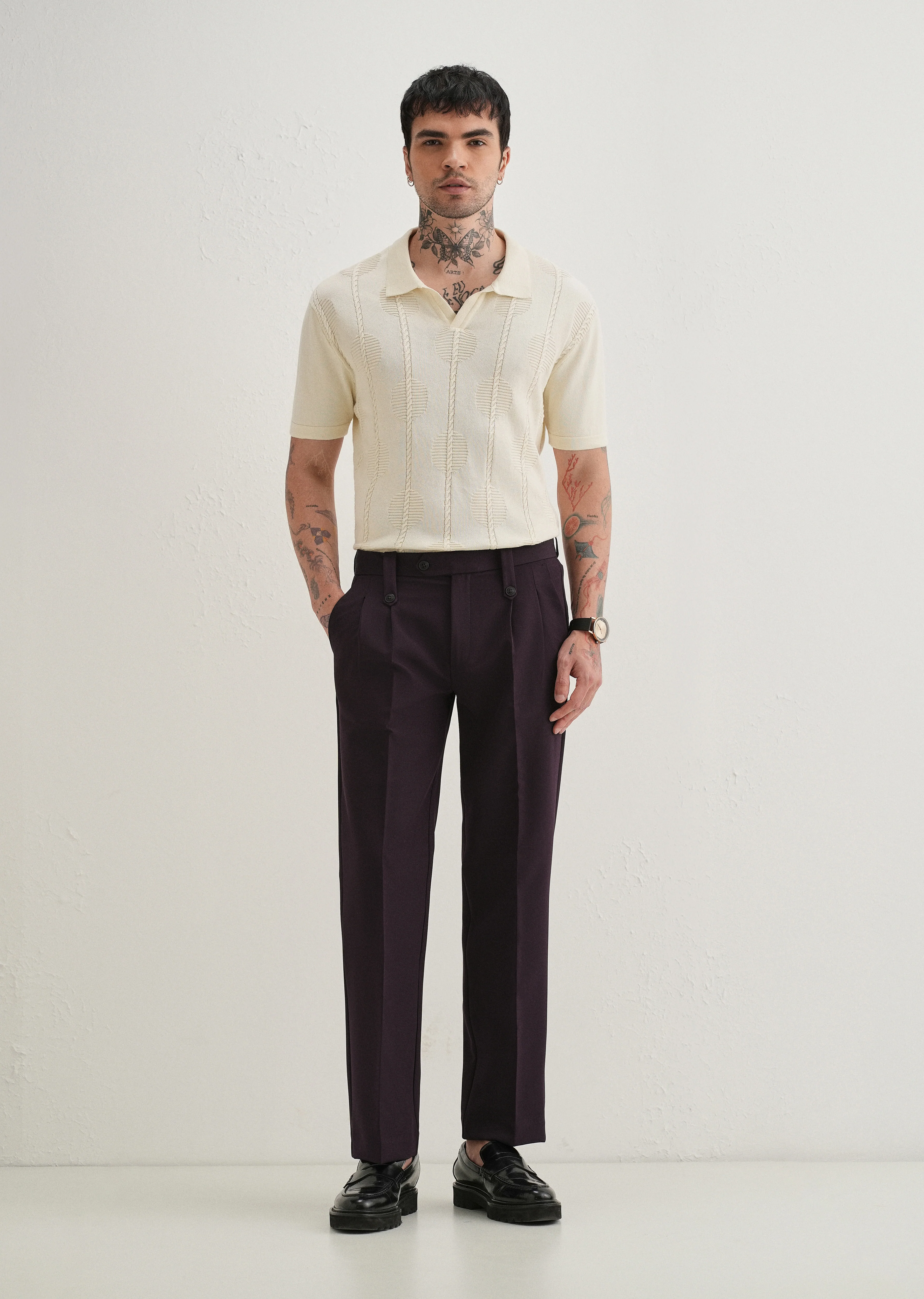 Violet Button-Tab Pleat Trouser - Image 6