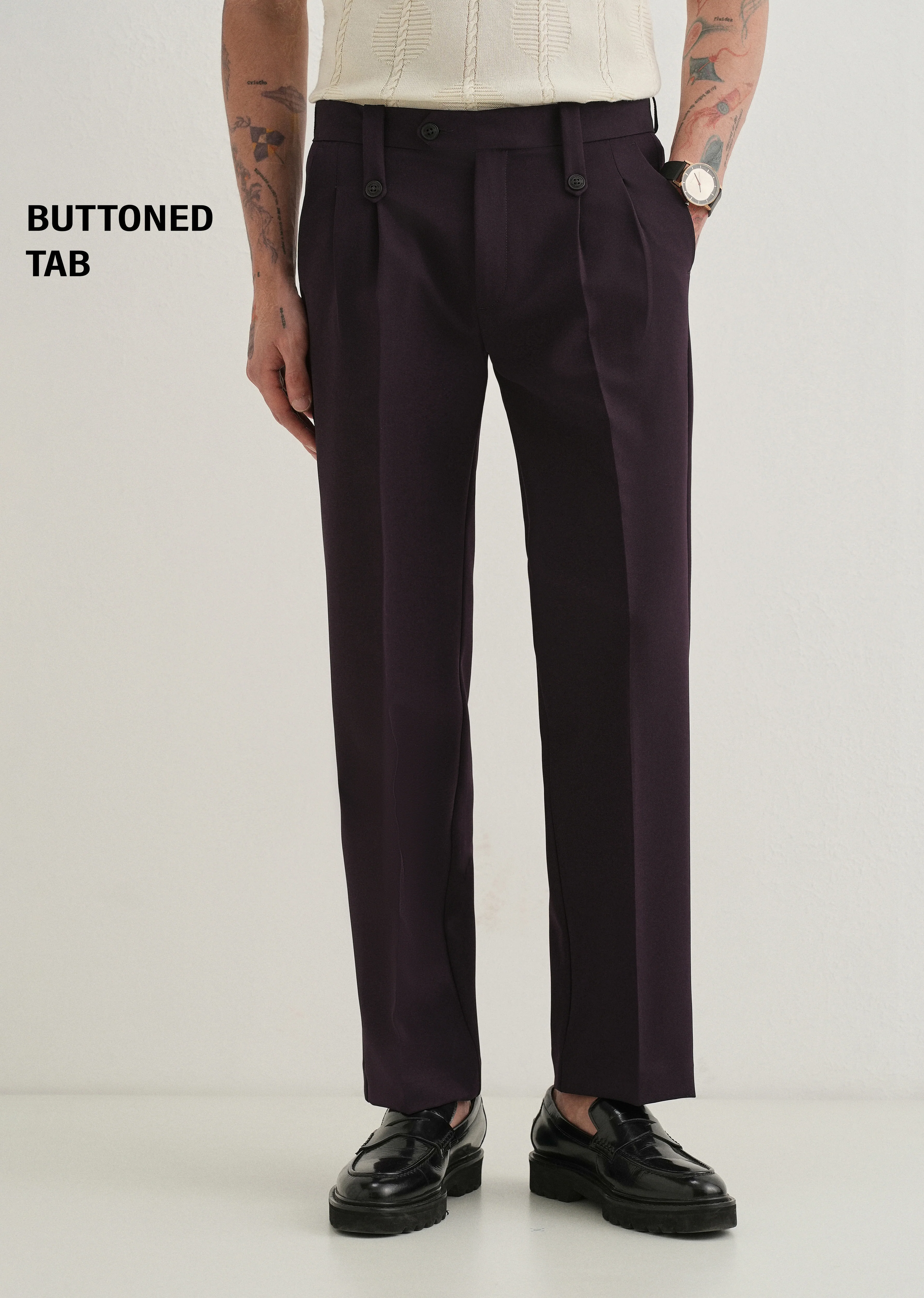 Violet Button-Tab Pleat Trouser - Image 7