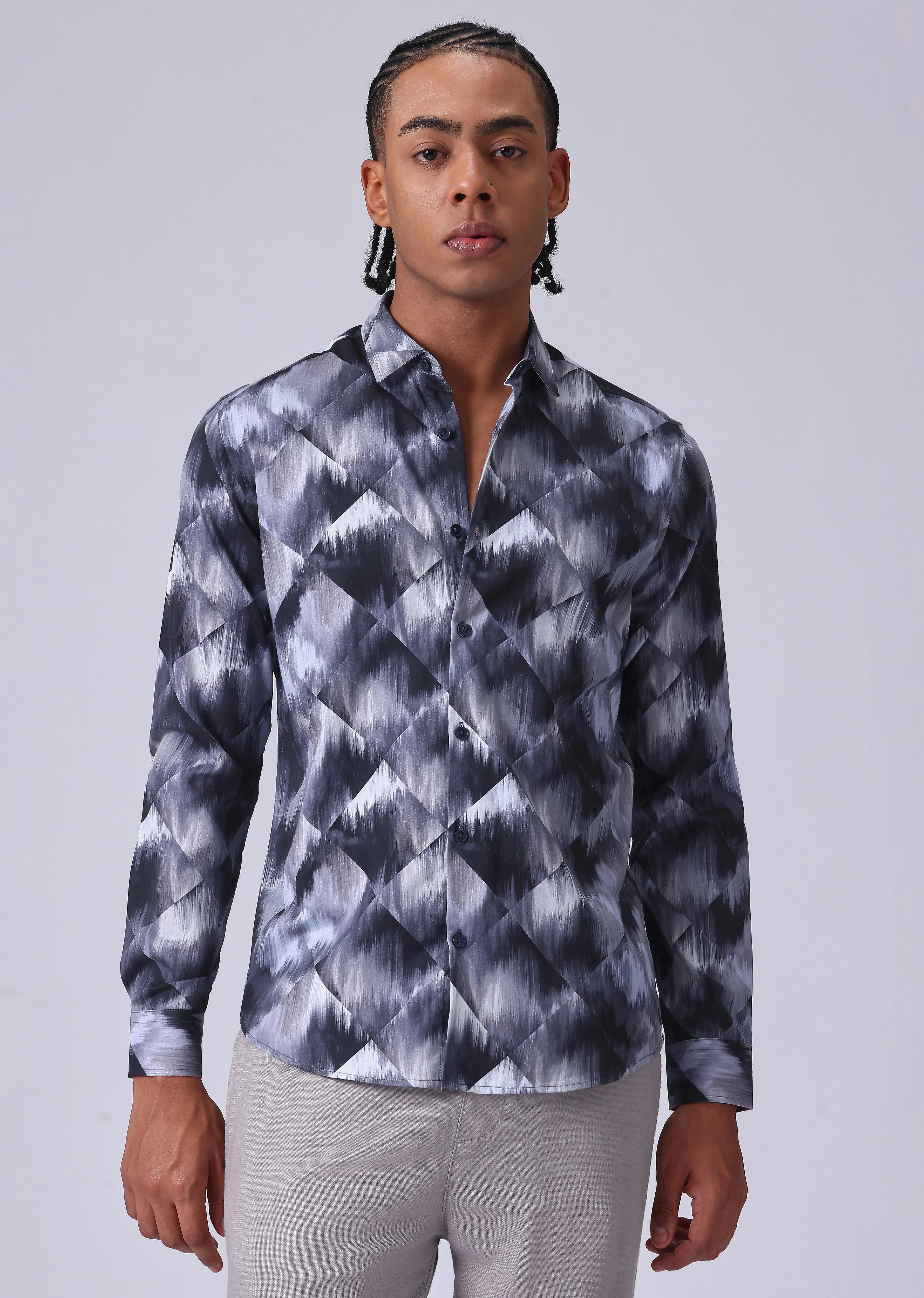Violet Geometric Print Shirt - Image 3