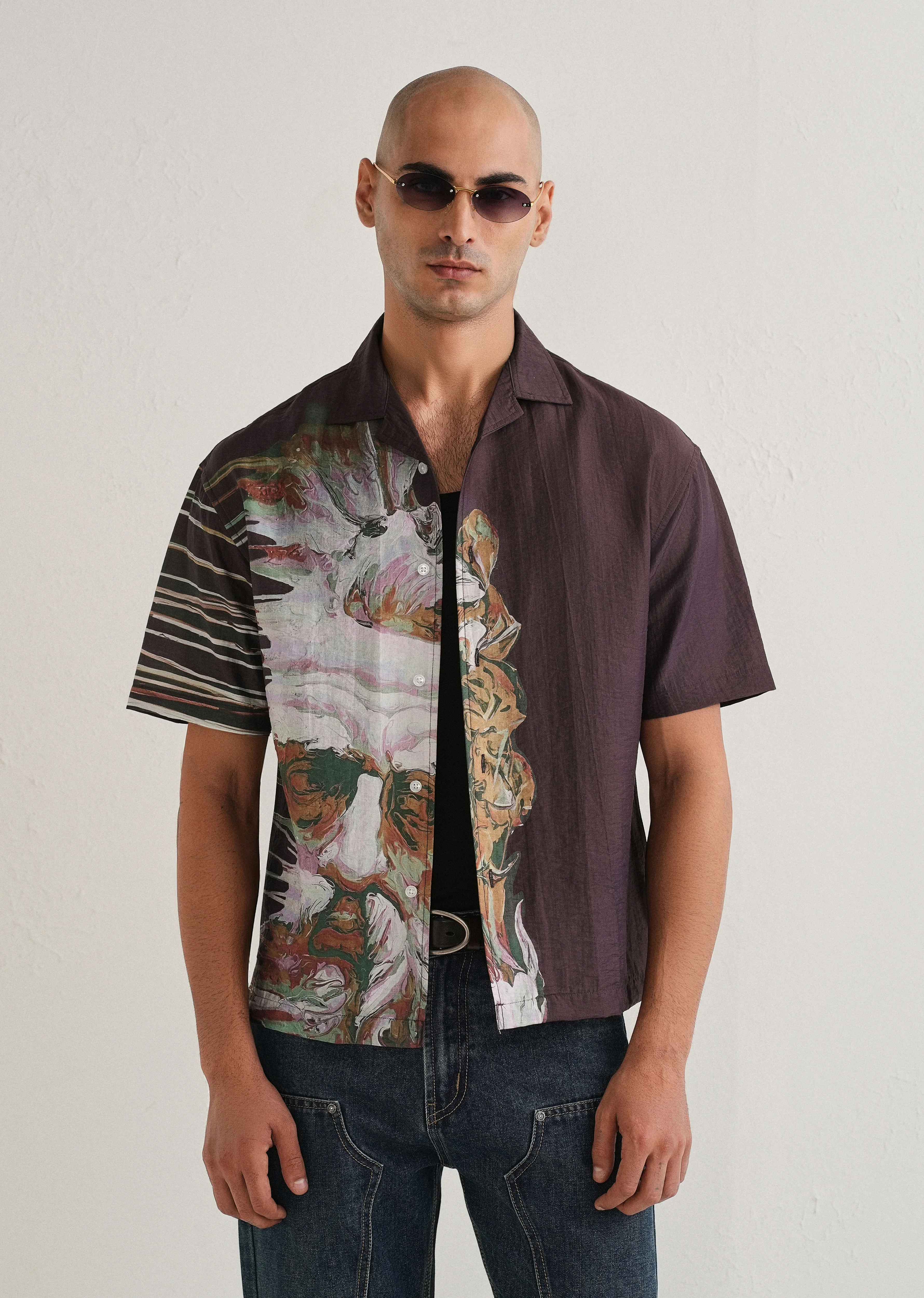 Violet Placement Print Shirt