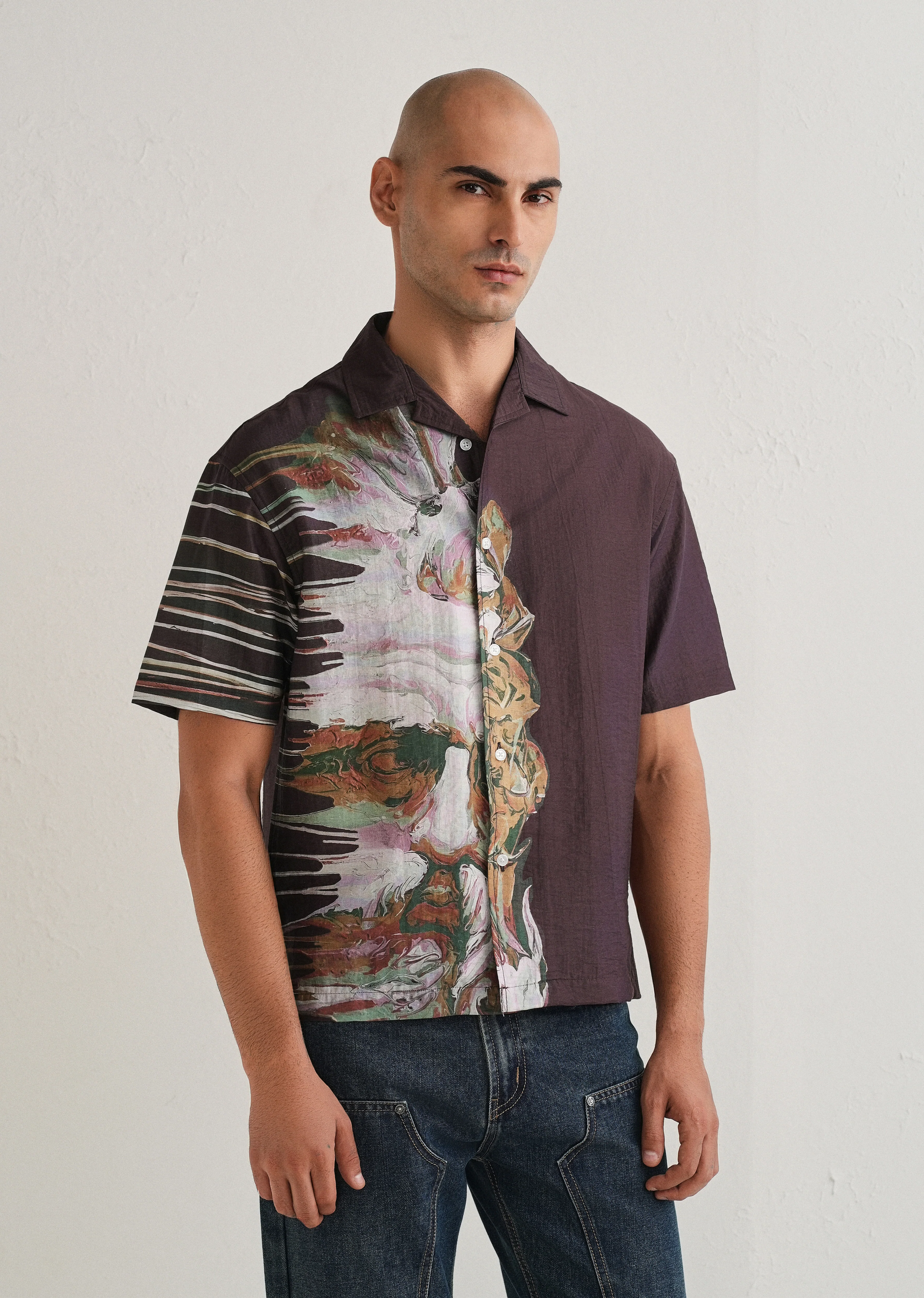 Violet Placement Print Shirt - Image 4