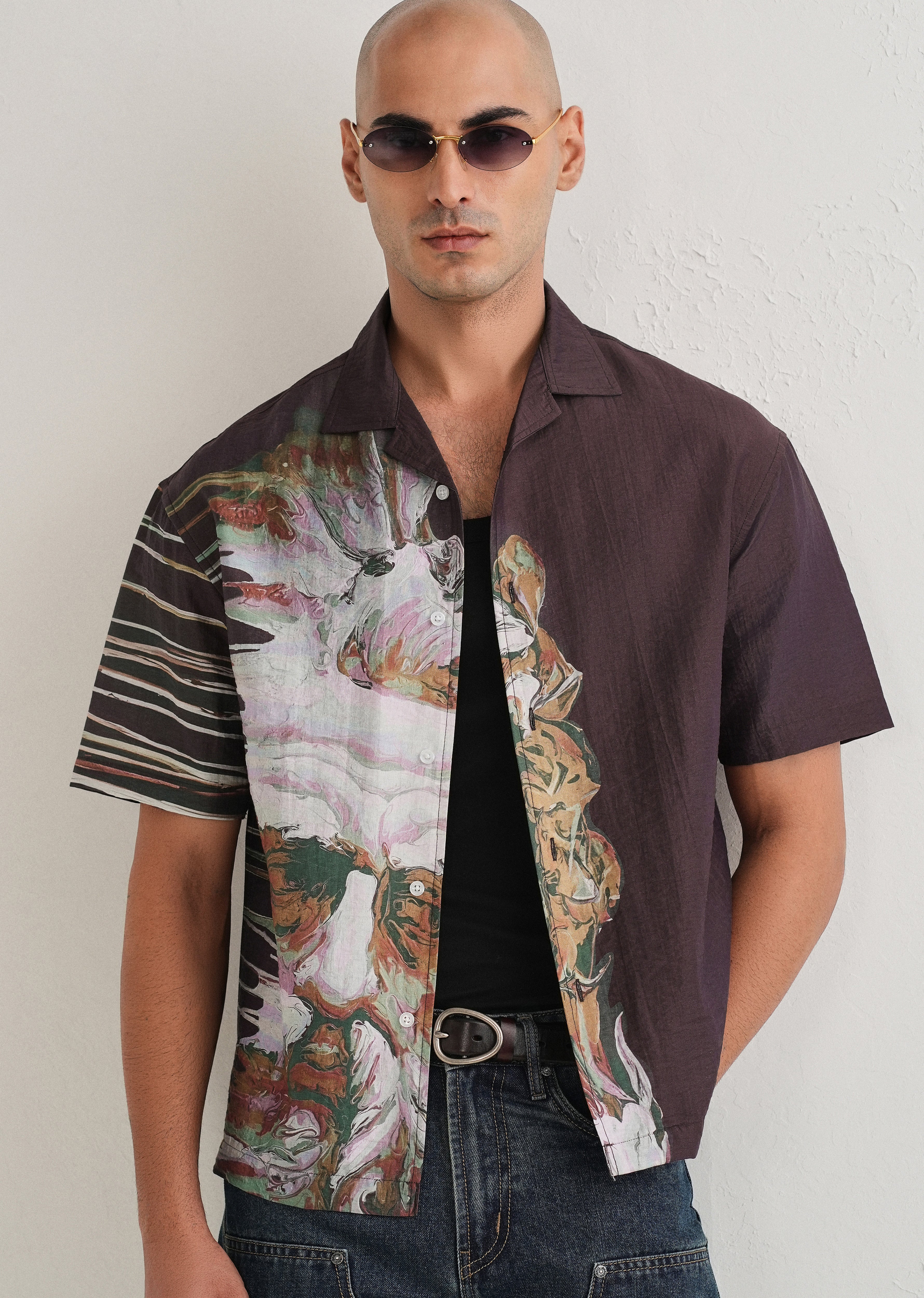 Violet Placement Print Shirt - Image 7