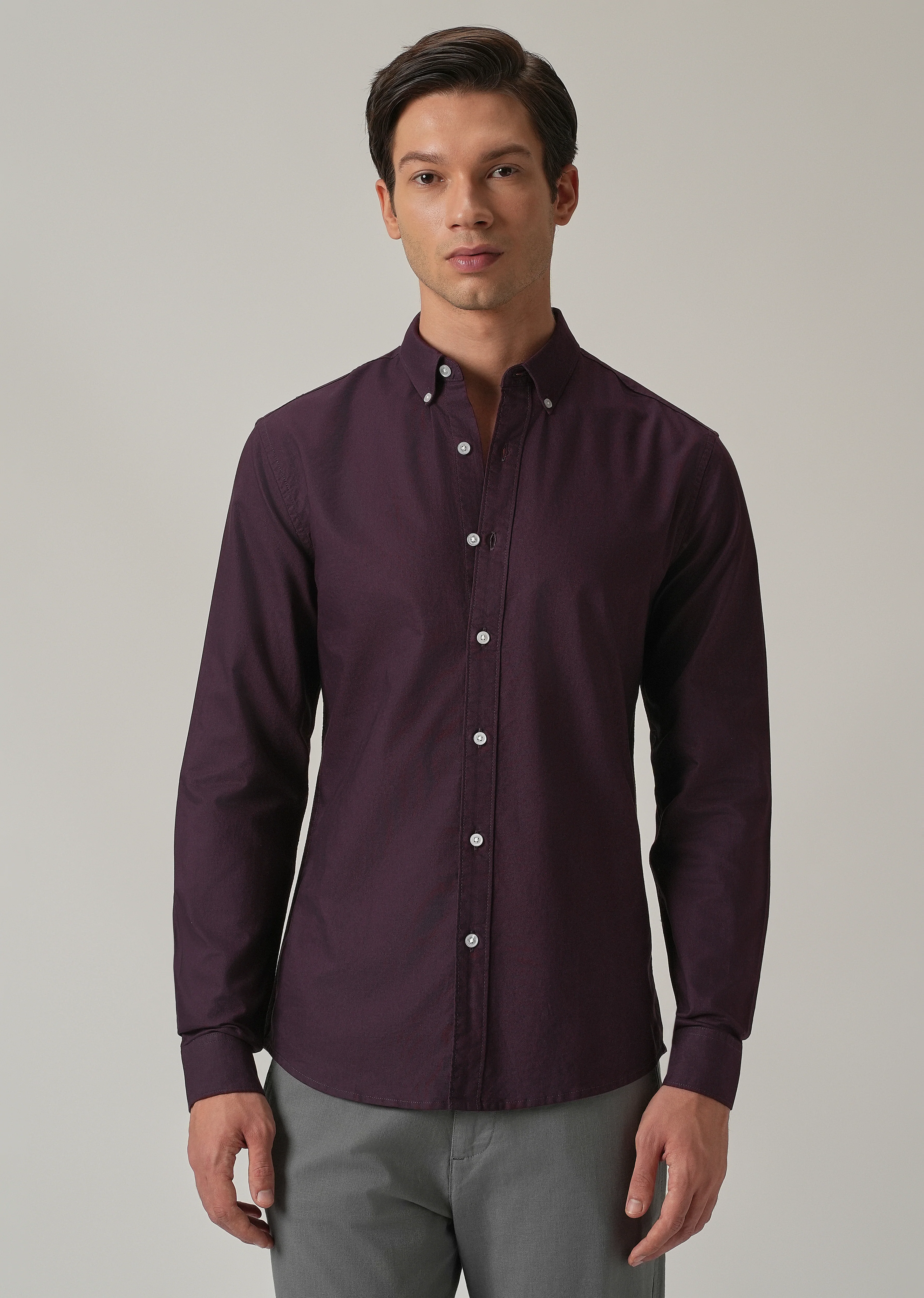 Violet Plain Elbow Patch Oxford Shirt - Image 4